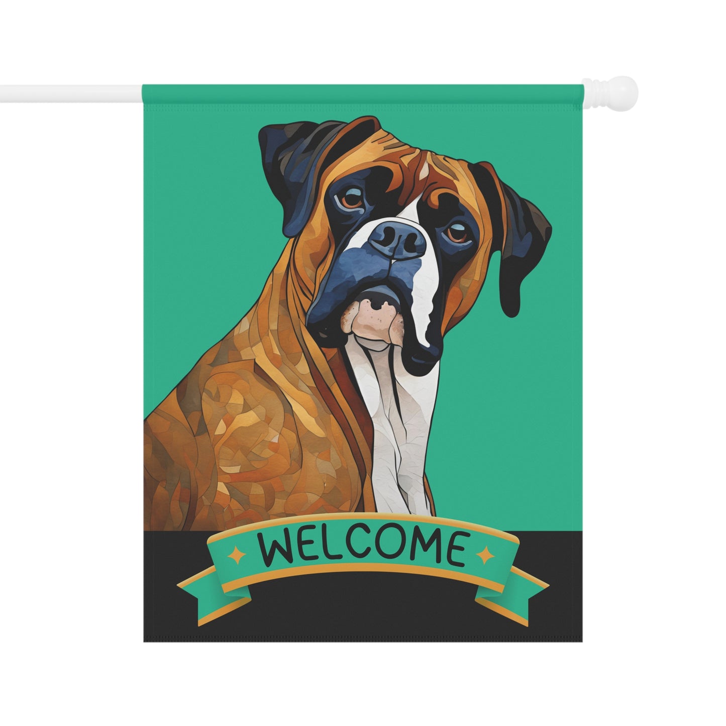 Boxer (Brindle) Welcome 2-Sided Garden & House Flag/Banner