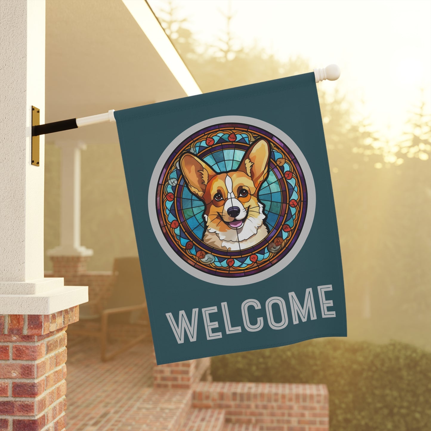 Corgi Welcome 2-Sided Garden & House Flag/Banner