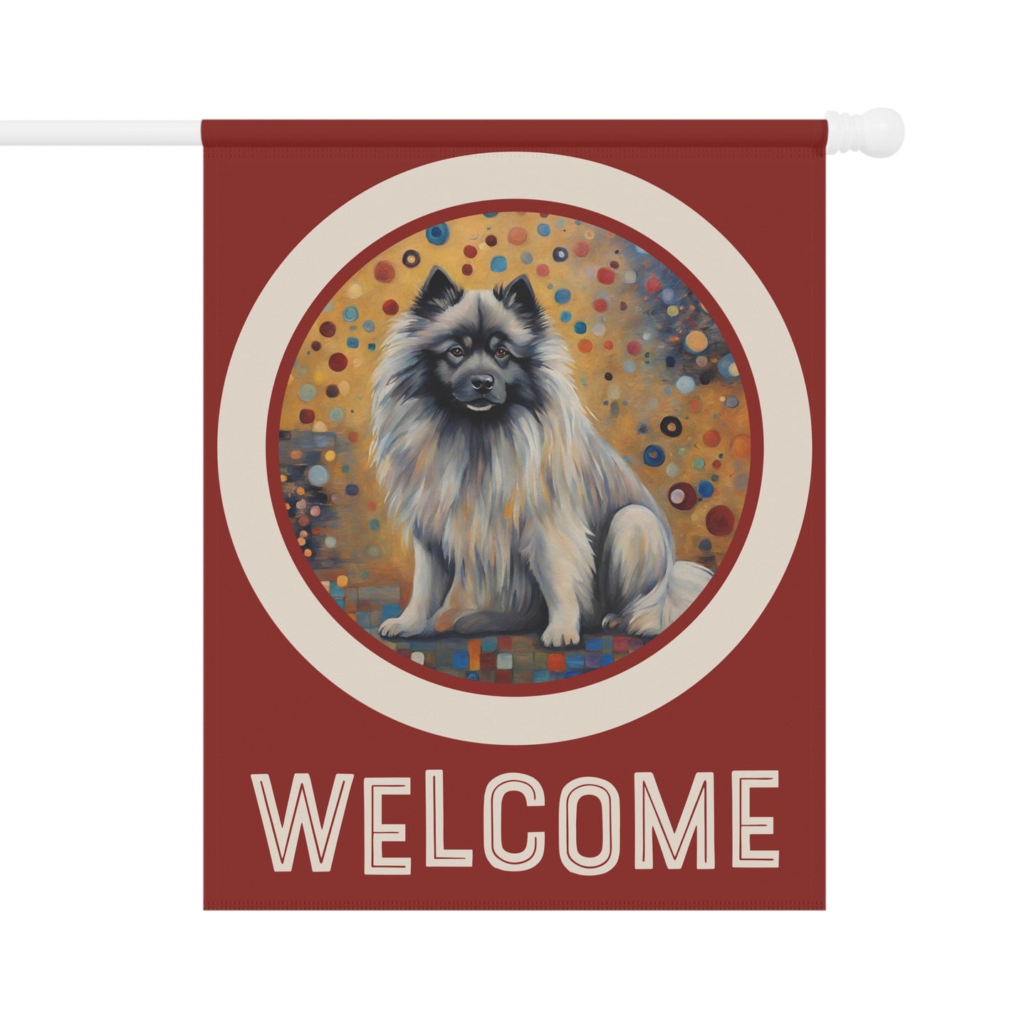 Keeshond Welcome 2-Sided Garden & House Flag/Banner