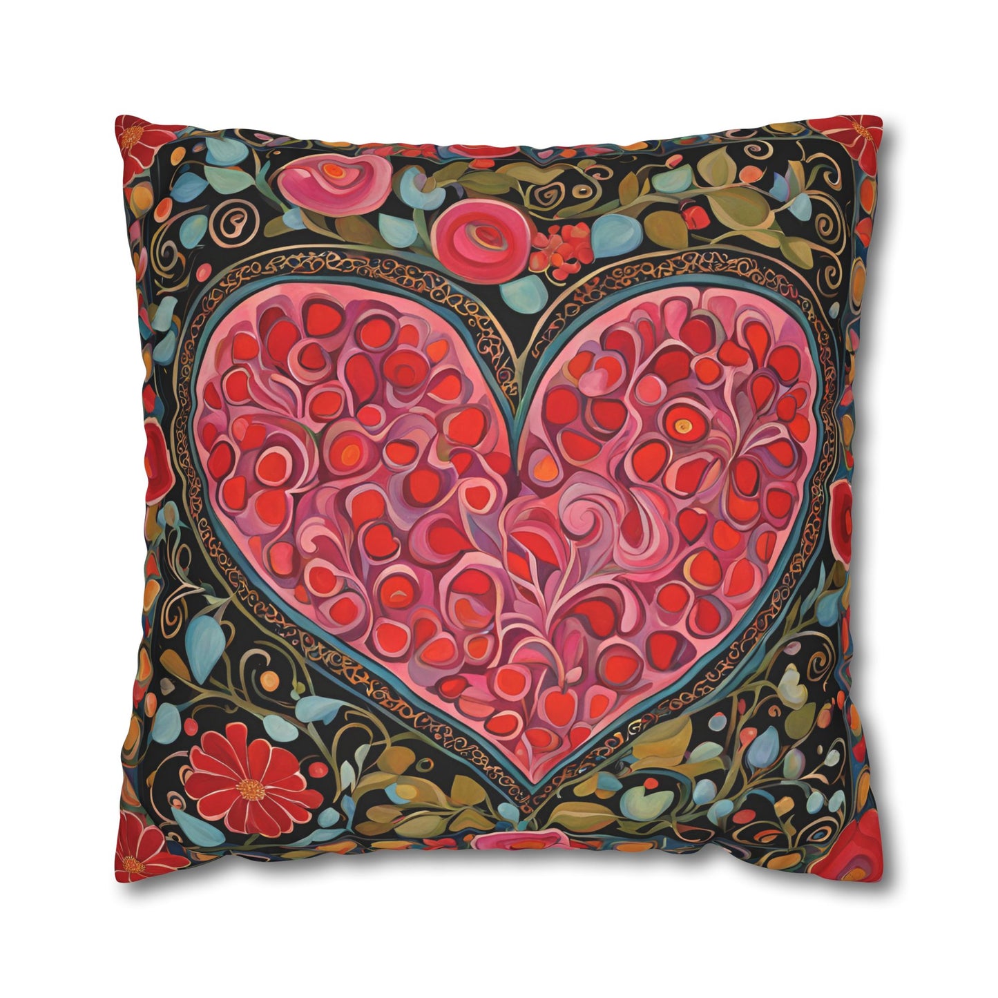 Big Heart Square Poly Canvas Pillowcase