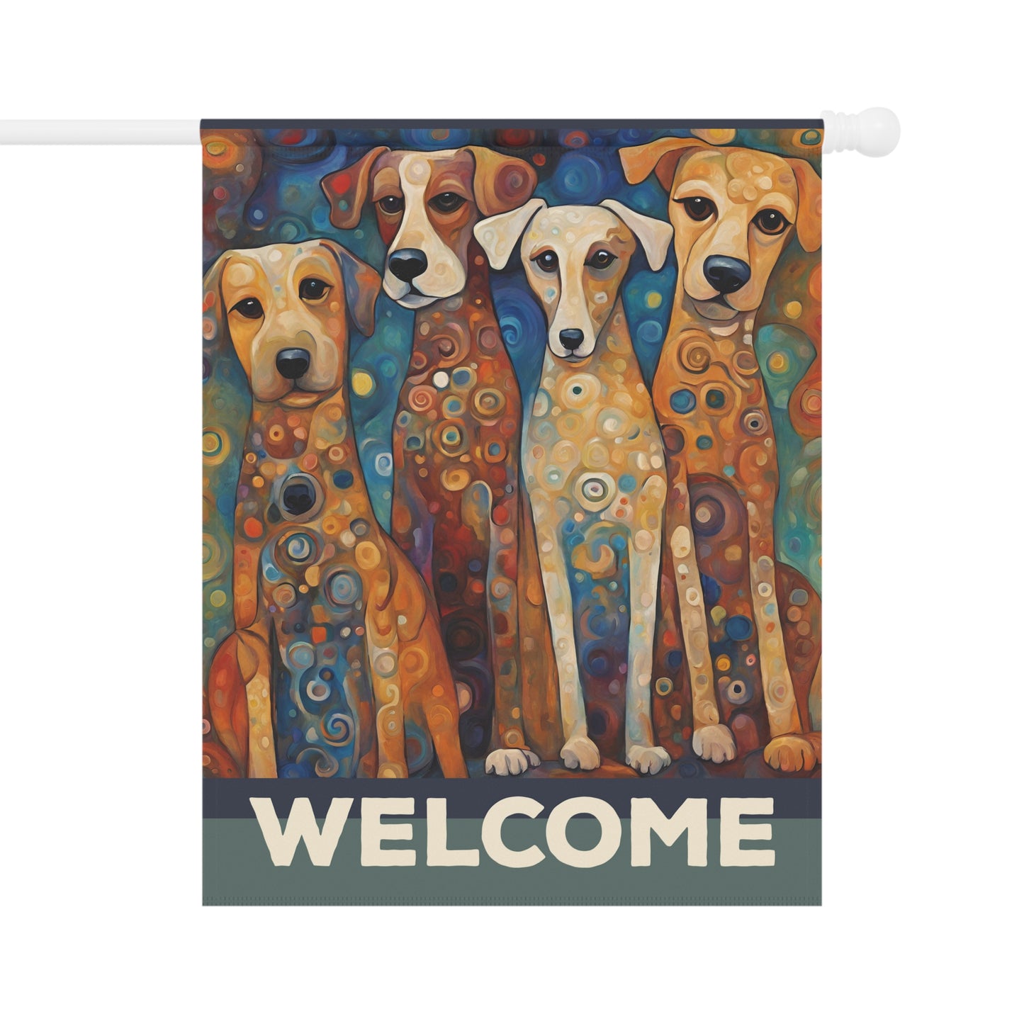Canine Quartet Welcome 2-Sided Garden & House Flag/Banner