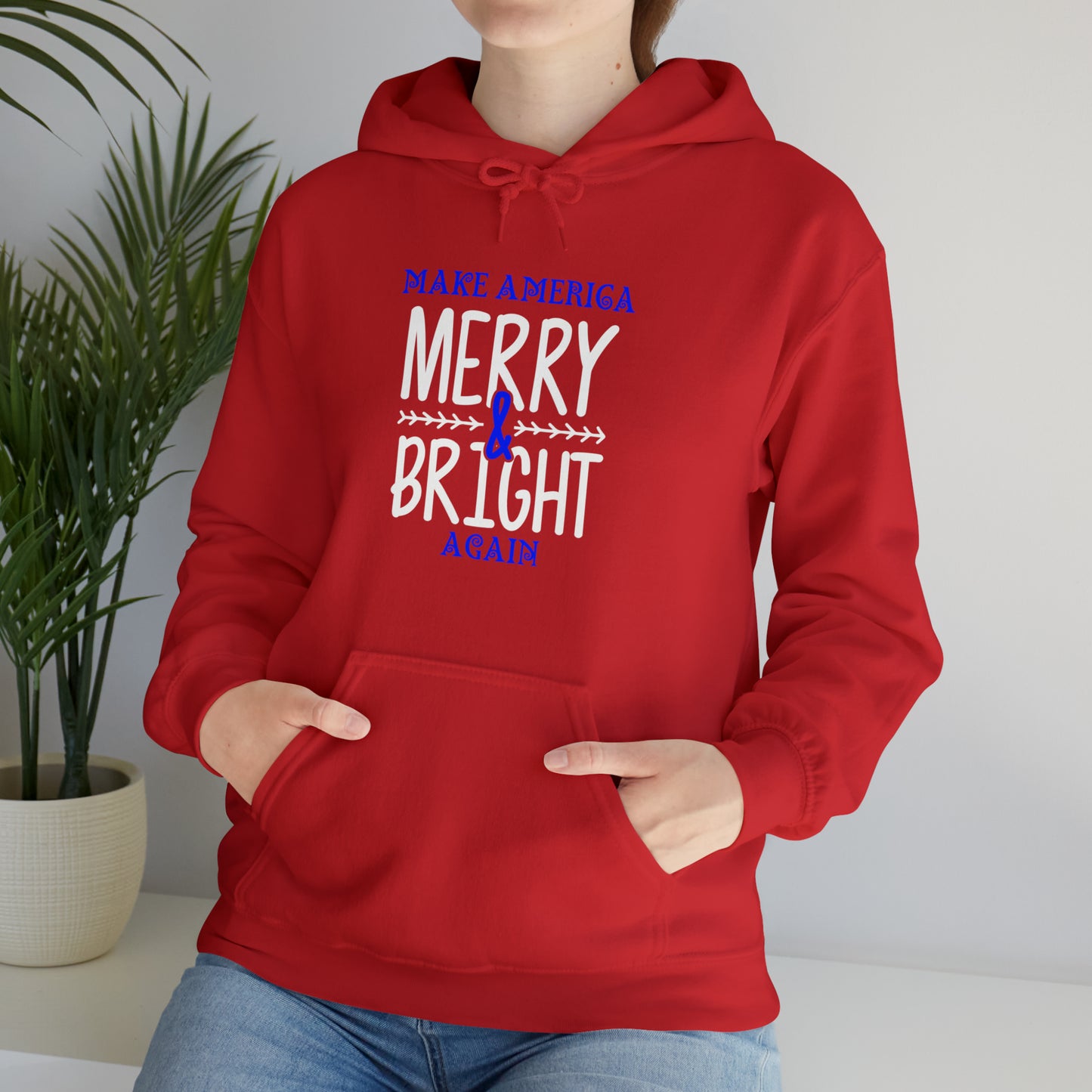 Bold Make America Merry & Bright Again Red Unisex Heavy Blend™ Hooded Sweatshirt