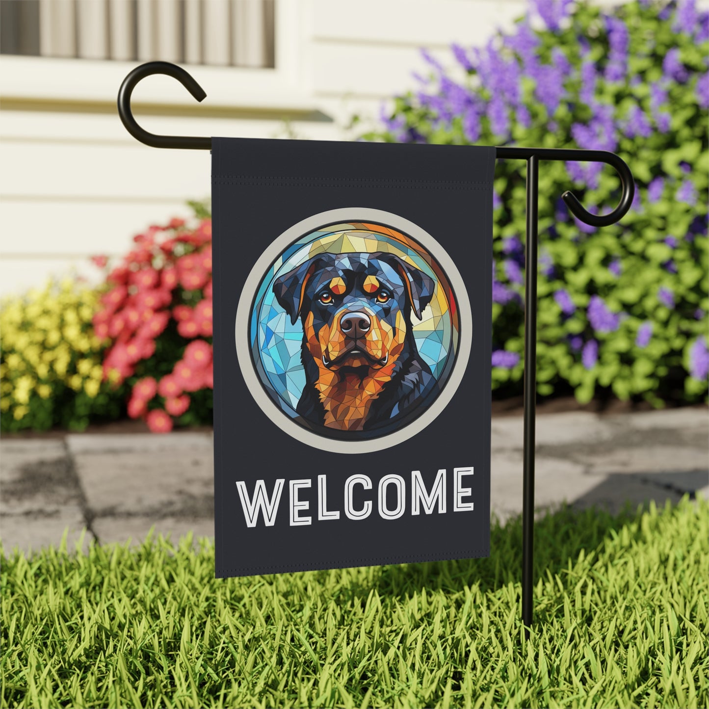 Rottweiler Welcome 2-Sided Garden & House Flag/Banner