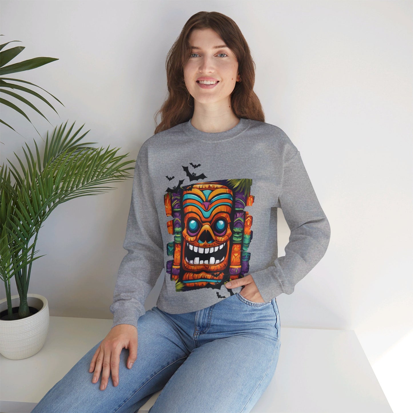 Halloween Tiki Unisex Heavy Blend™ Crewneck Sweatshirt