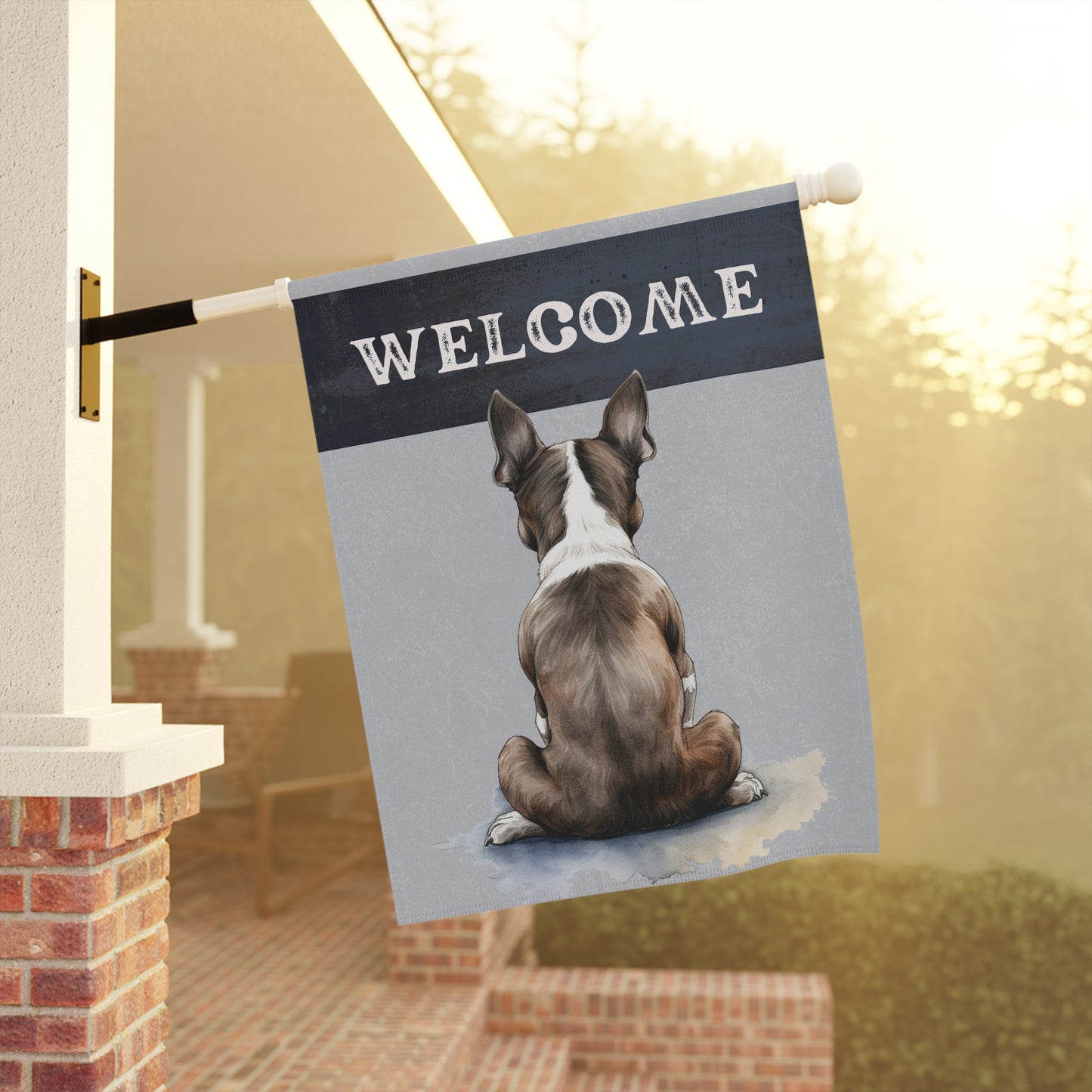 Boston Terrier Welcome 2-Sided Garden & House Flag/Banner