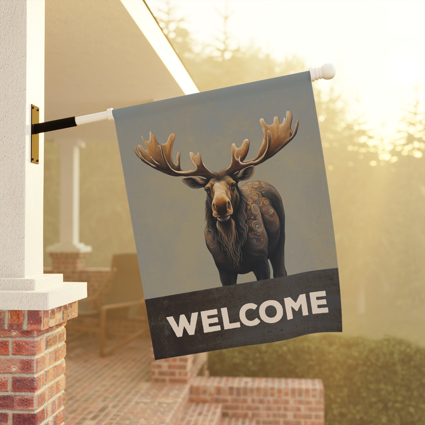 Moose Welcome 2-Sided Garden & House Flag/Banner