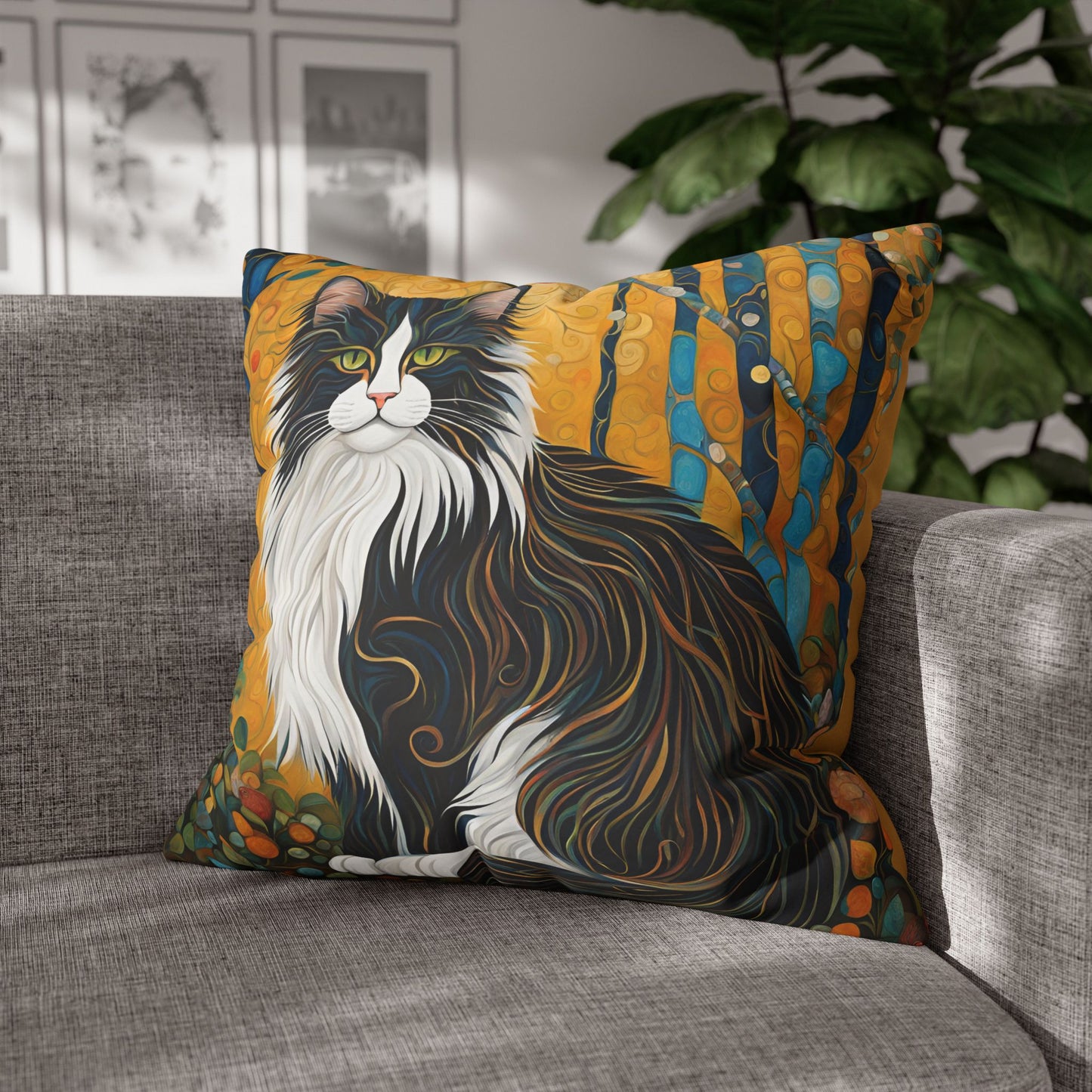 Norwegian Forest Cat Square Poly Canvas Pillowcase