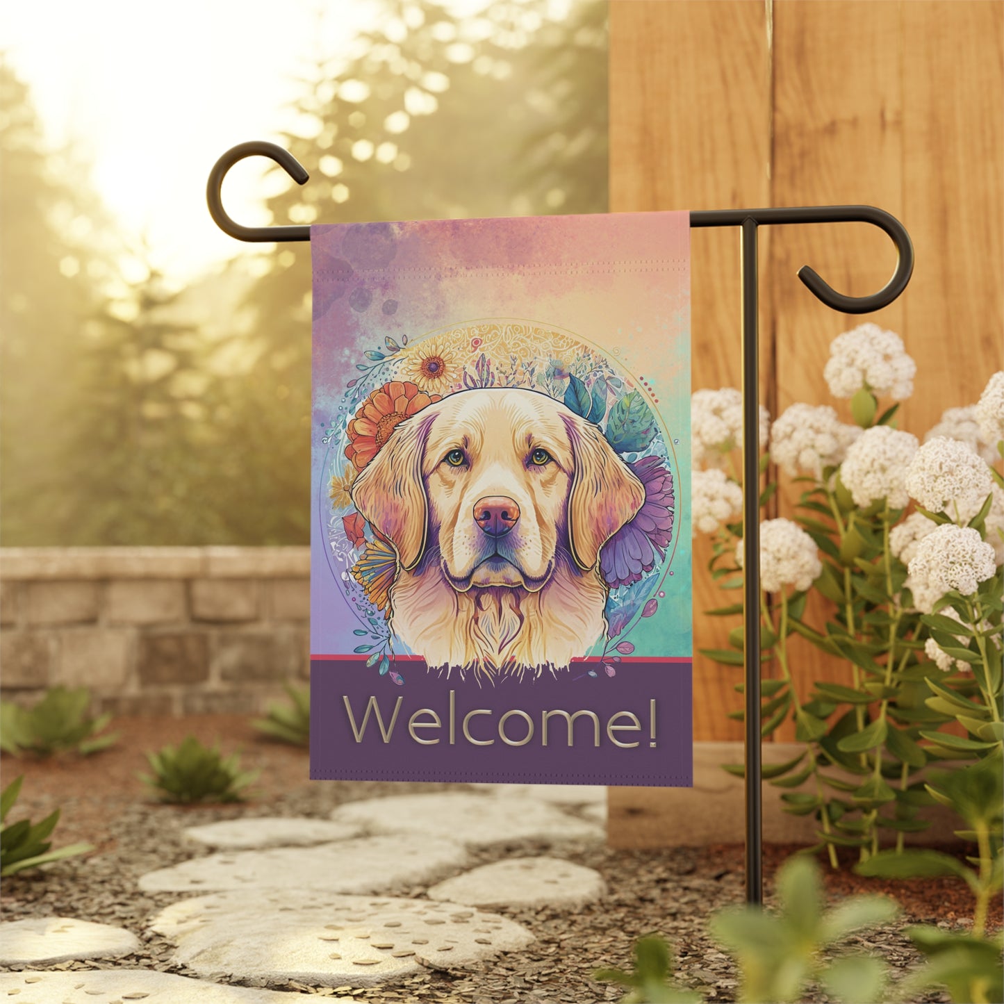 Yellow Labrador Welcome Pastel 2-Sided Garden & House Flag/Banner