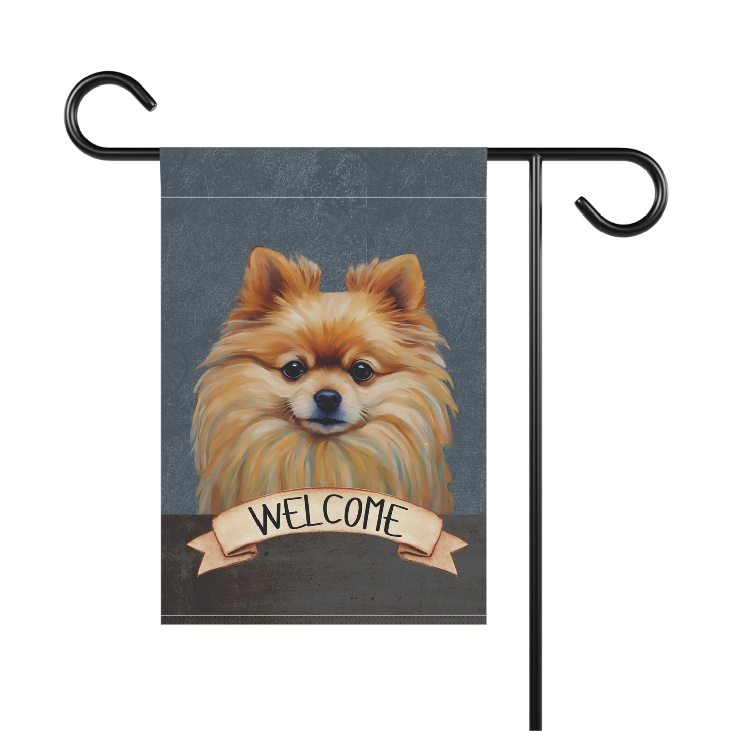 Pomeranian Welcome 2-Sided Garden & House Flag/Banner