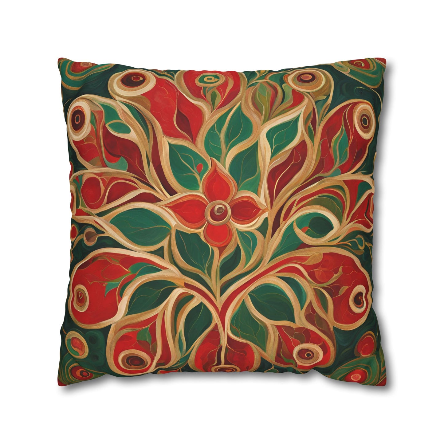 Holiday Bloom Square Poly Canvas Pillowcase