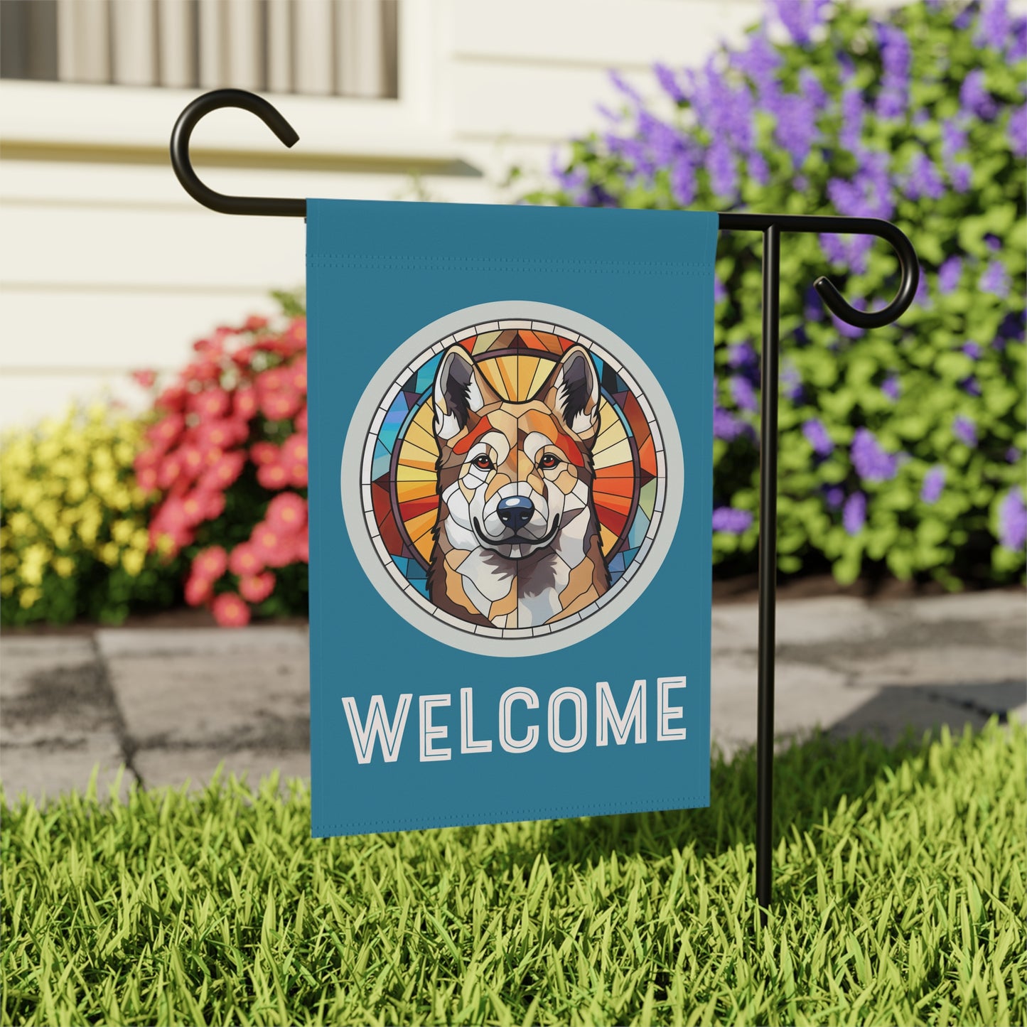 Akita Welcome 2-Sided Garden & House Flag/Banner