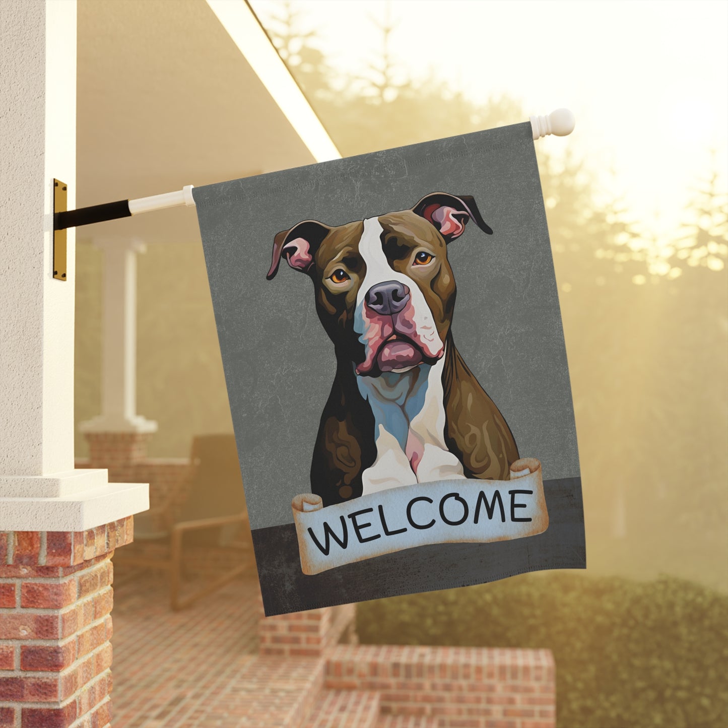 Pitbull Welcome 2-Sided Garden & House Flag/Banner