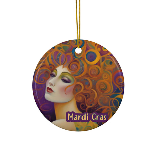 Mardi Gras 3" Ceramic Ornaments, 2-Side Print, (1pc, 10pcs)