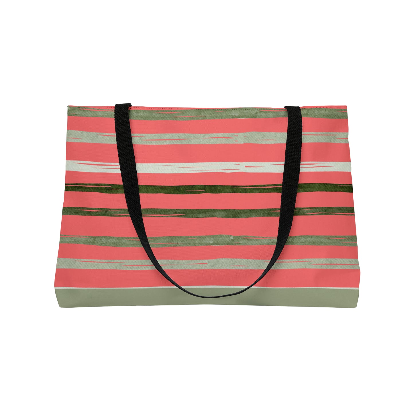 Utah Green Stripes on Melon Oversize Picnic Travel Weekender Tote Bag