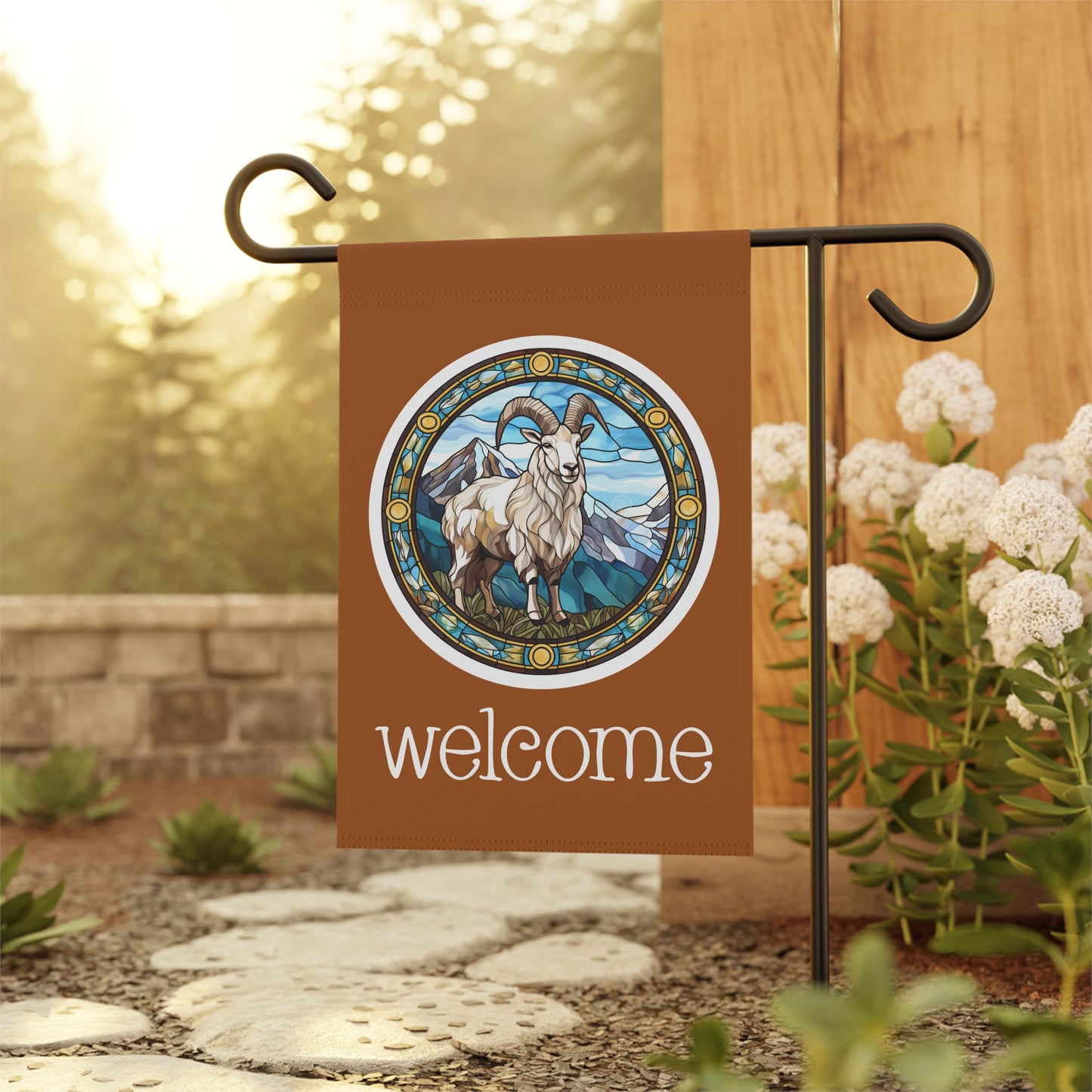 Mountain Goat Welcome 2-Sided Garden & House Flag/Banner