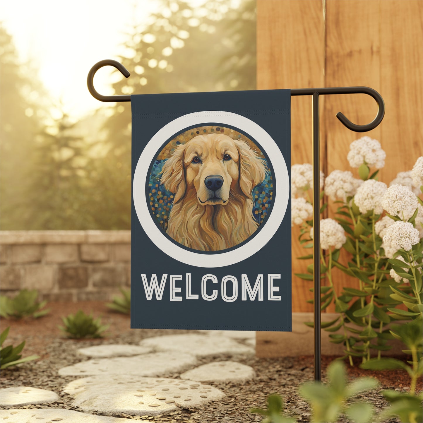 Golden Retriever 2 Welcome 2-Sided Garden & House Flag/Banner