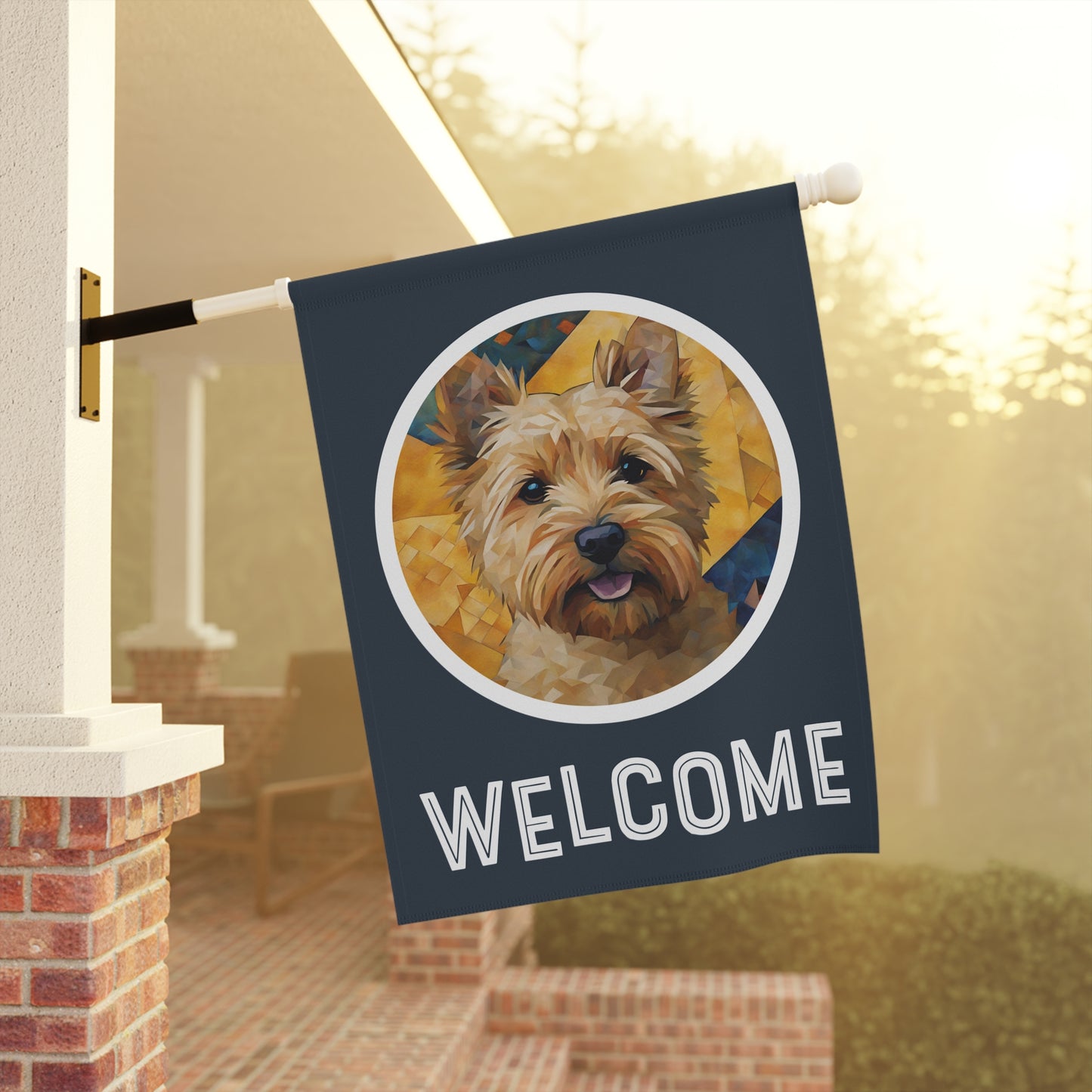 Norwich Terrier Welcome 2-Sided Garden & House Flag/Banner