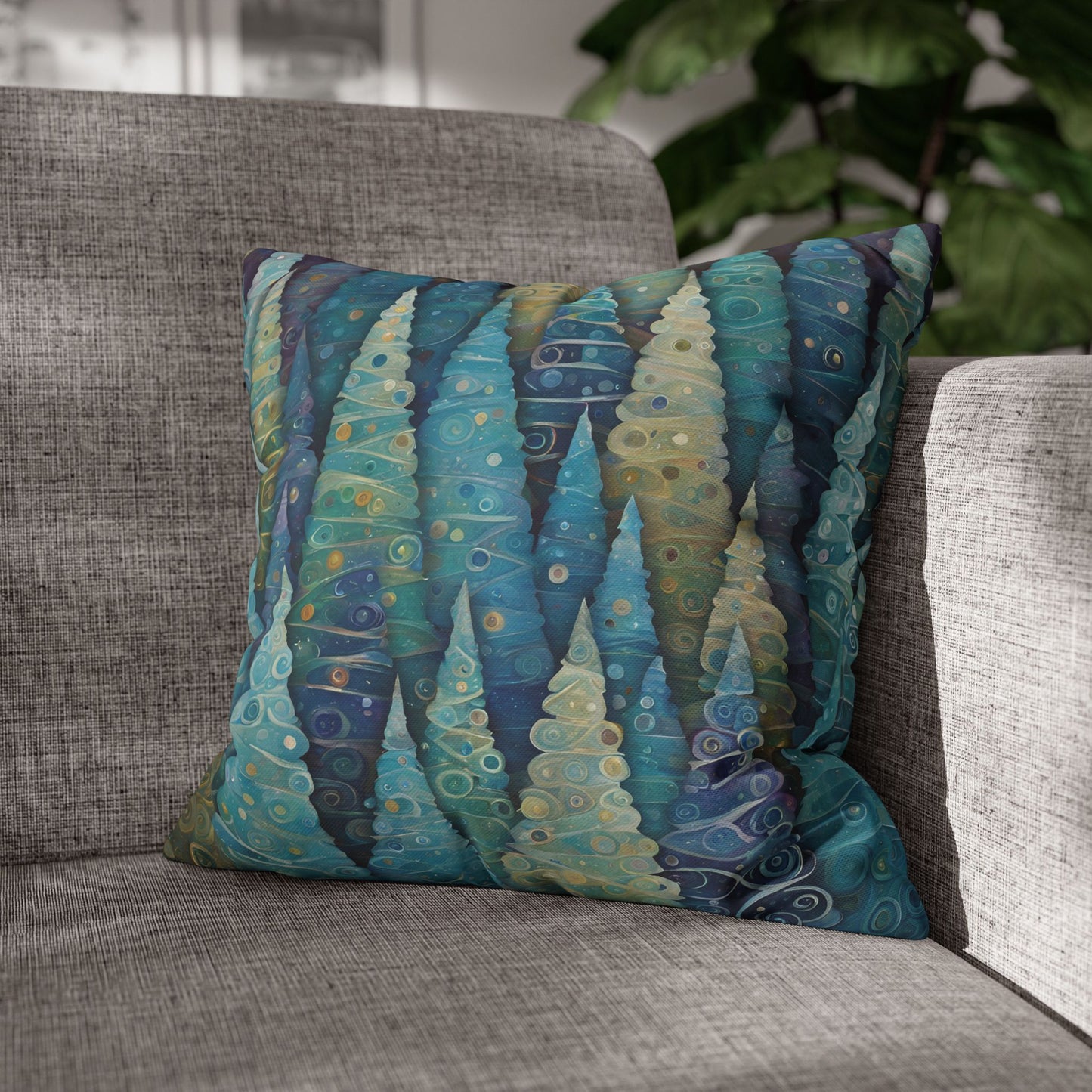 Cool Trees Square Poly Canvas Pillowcase