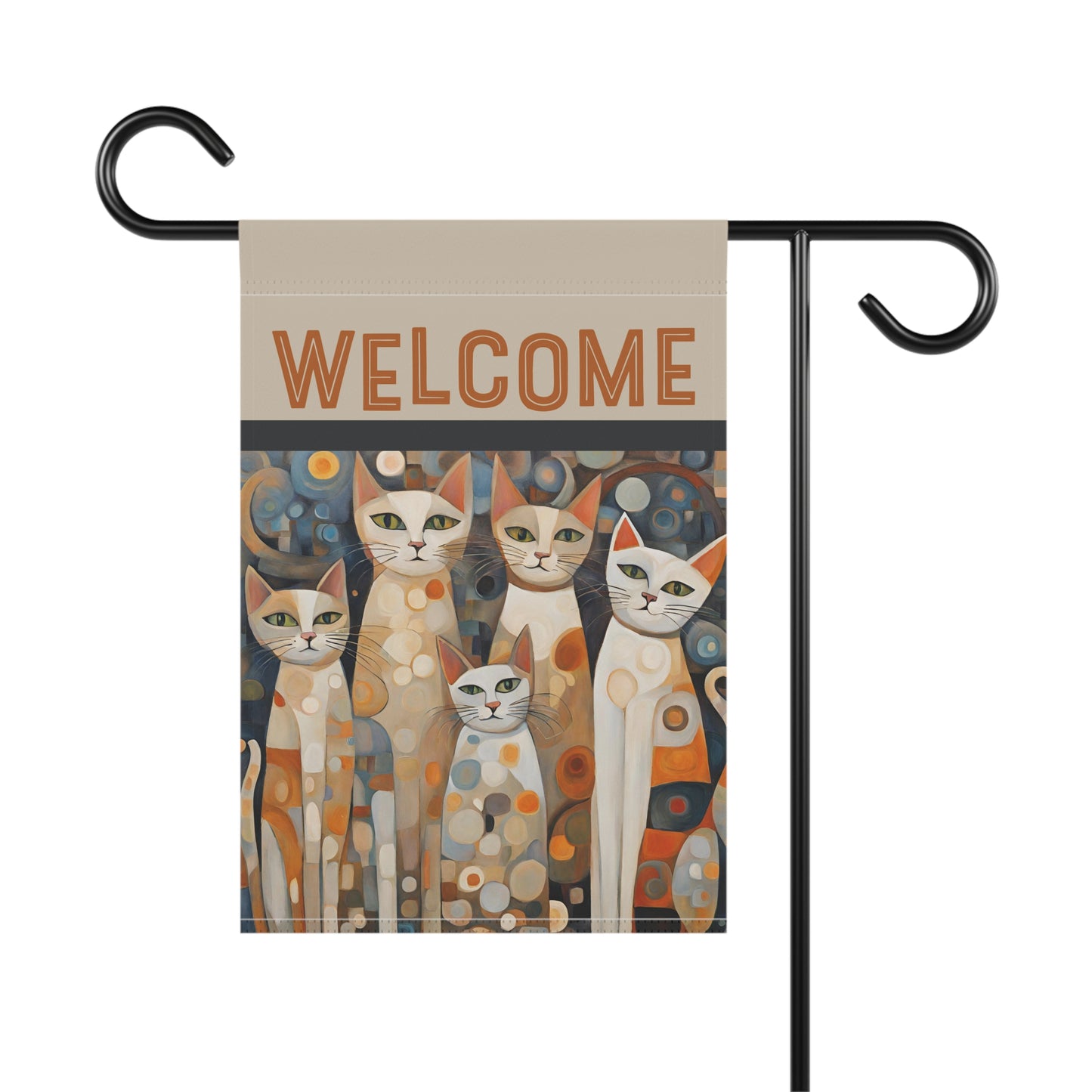 Feline Family Welcome 2-Sided Garden & House Flag/Banner