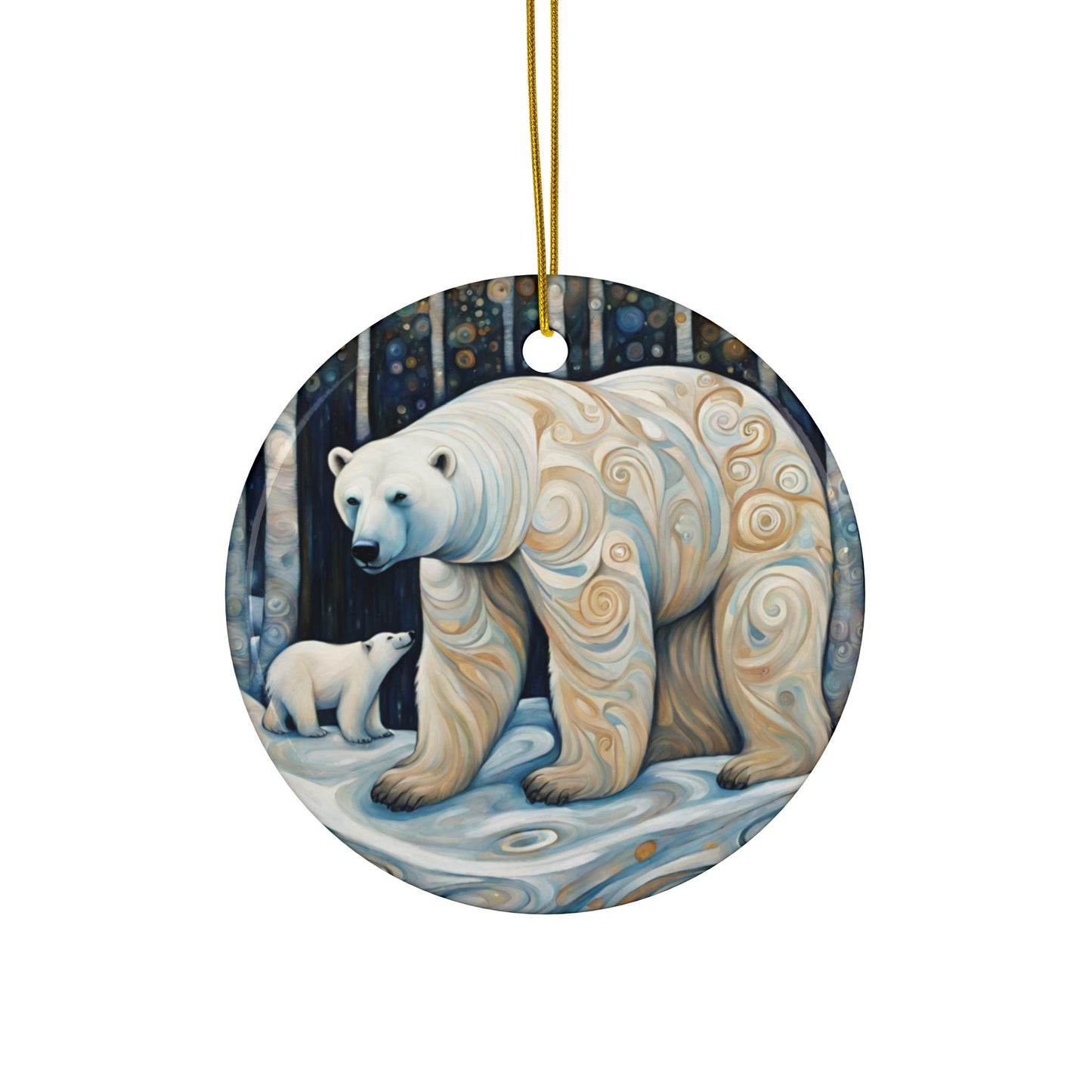 Polar Bears 3" Ceramic Ornaments, 2-Side Print, (1pc, 10pcs)