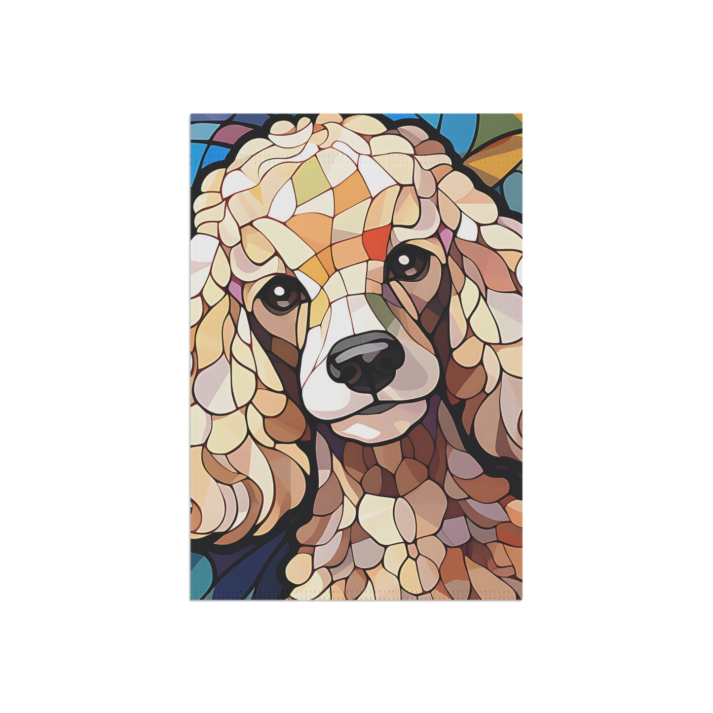 Poodle Face Stained Glass Look 2-Sided Garden & House Flag/Banner