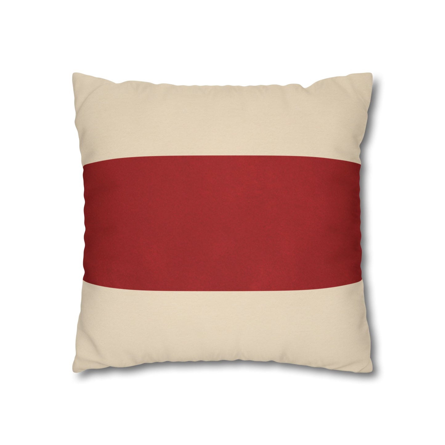 Merry Christmas Red & Cream Square Poly Canvas Pillowcase