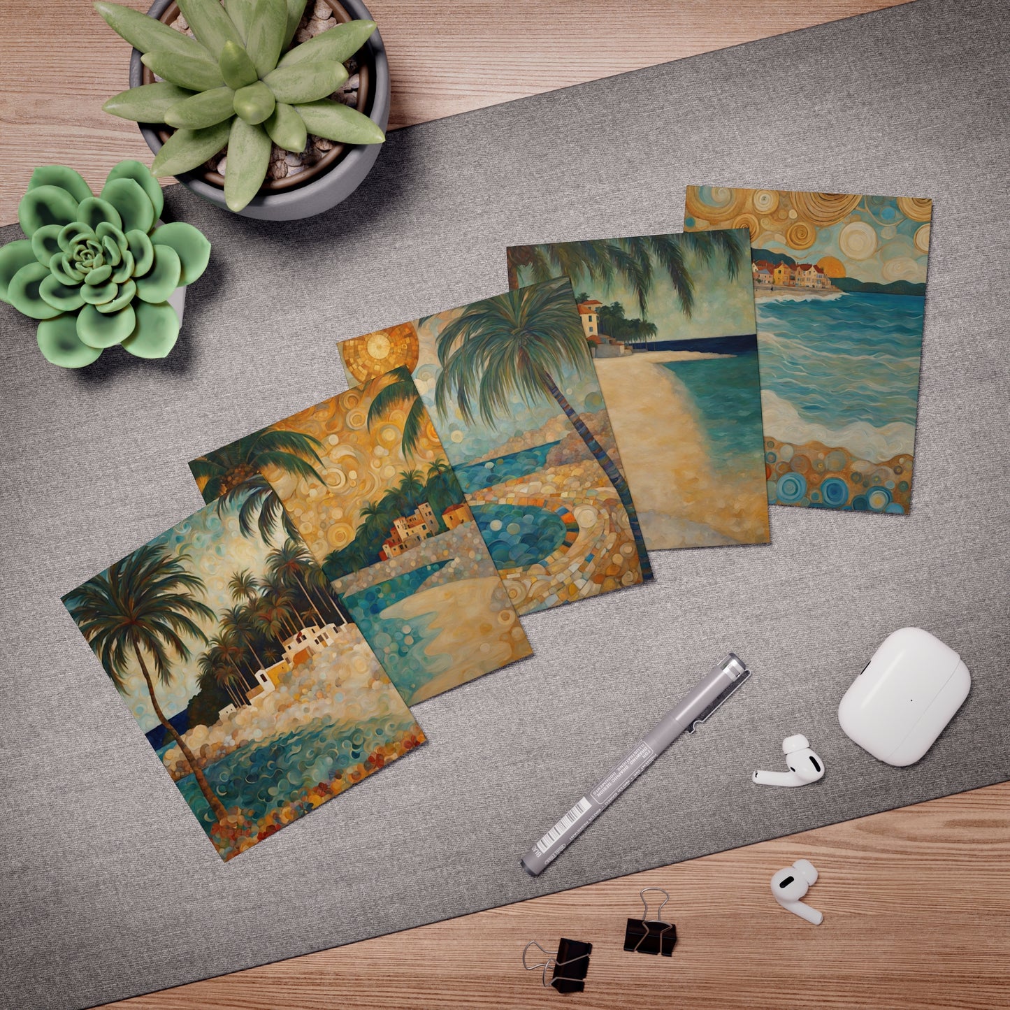 The Beach Greeting Cards- Blank Inside (5-Pack)