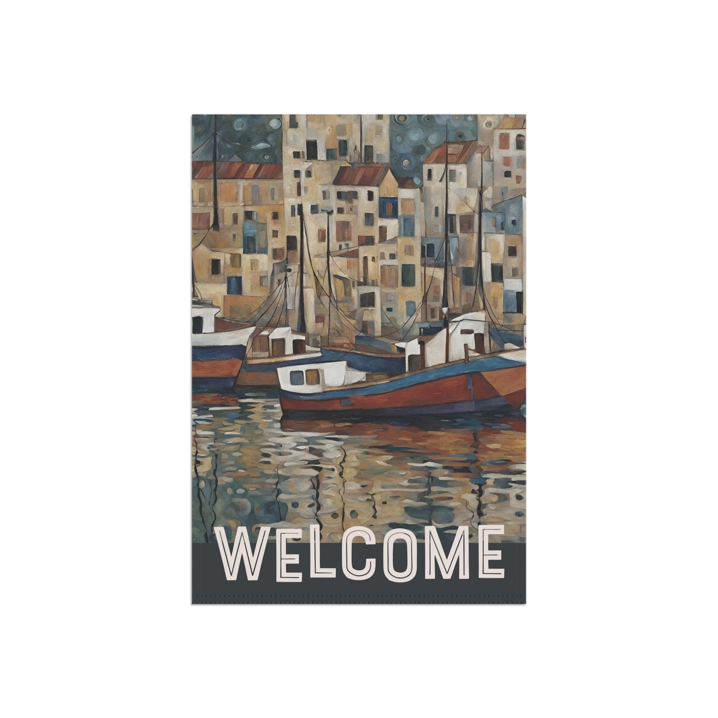 Boat Town Welcome 2-Sided Garden & House Flag/Banner