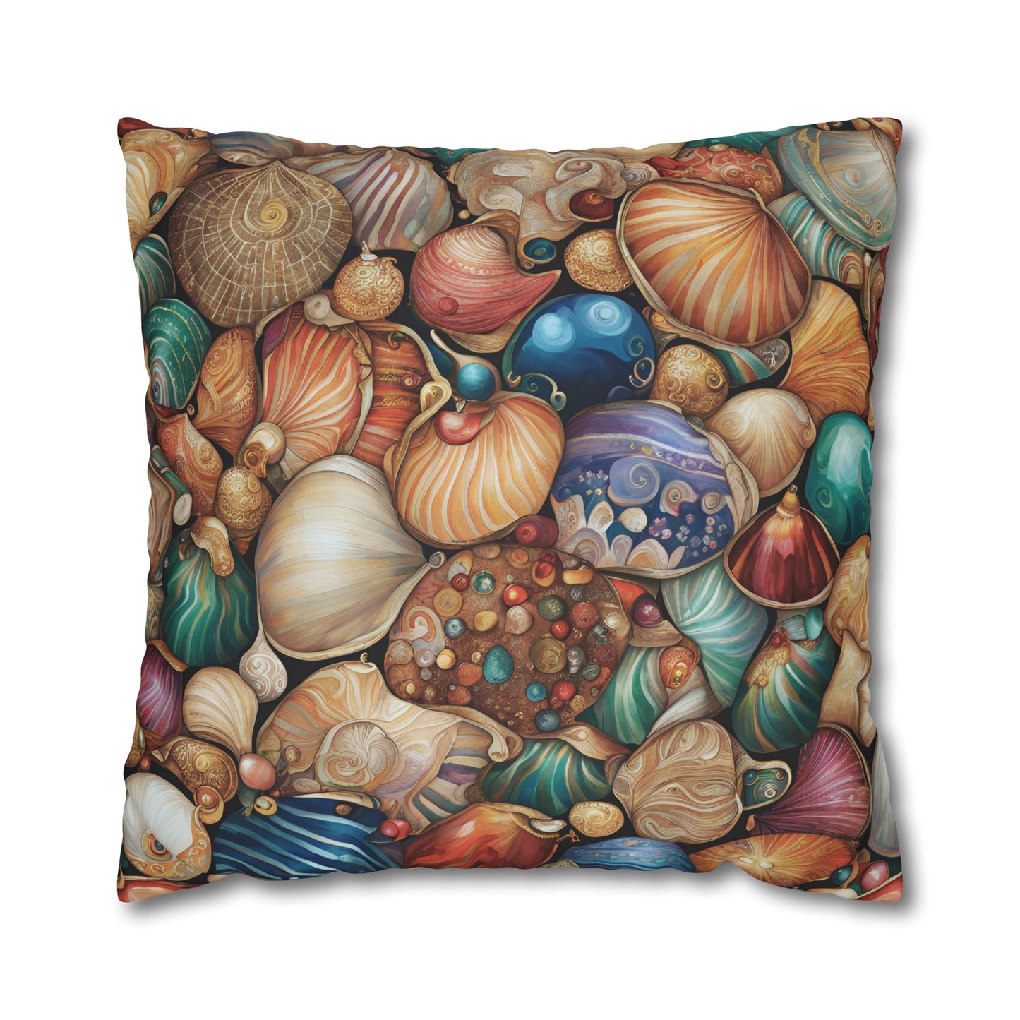 All the Seashells Square Poly Canvas Pillowcase