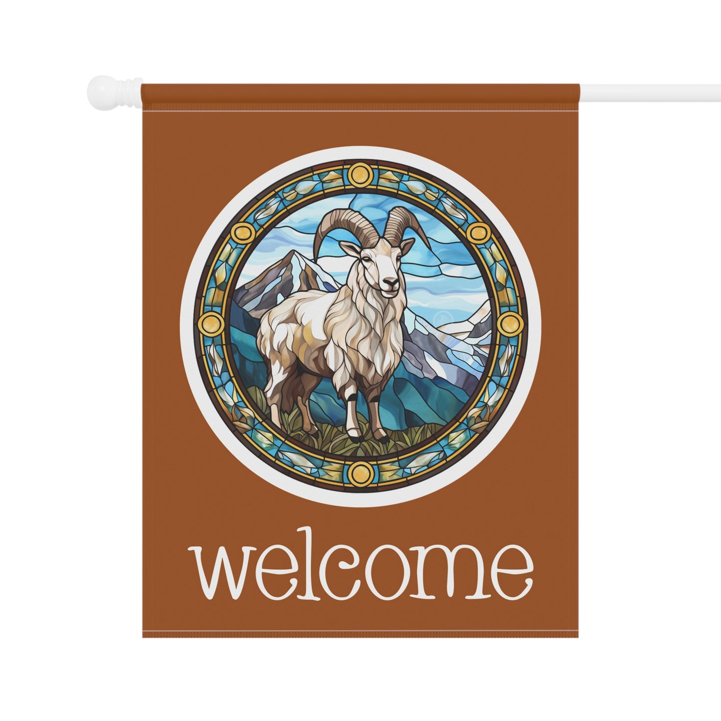 Mountain Goat Welcome 2-Sided Garden & House Flag/Banner