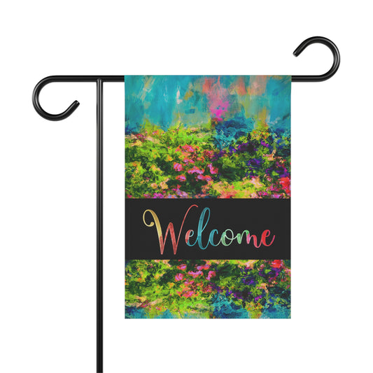 Margo Abstract Art Welcome 2-Sided Garden & House Flag/Banner