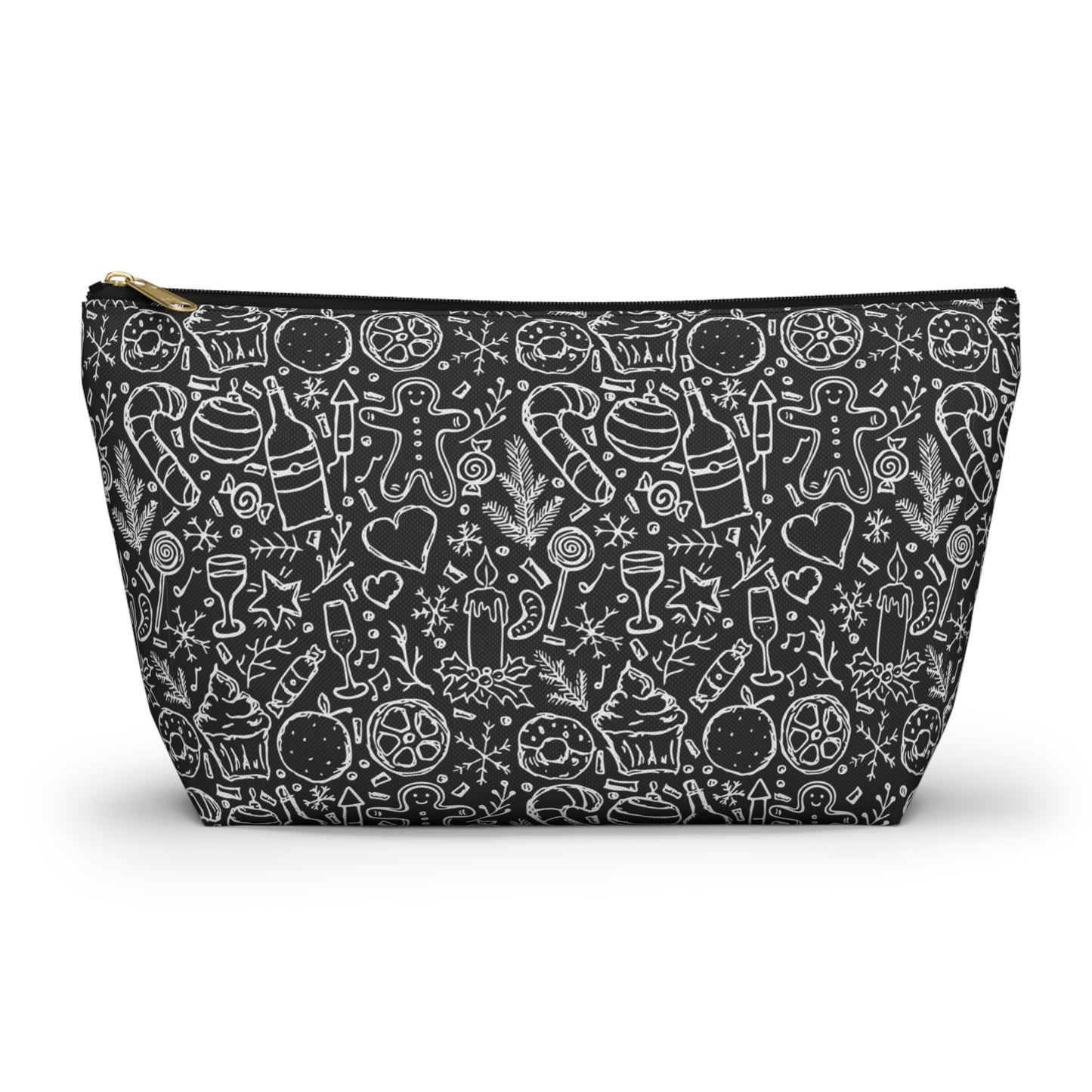 Christmas Holiday Icons in Black & White Accessory Pouch w T-bottom