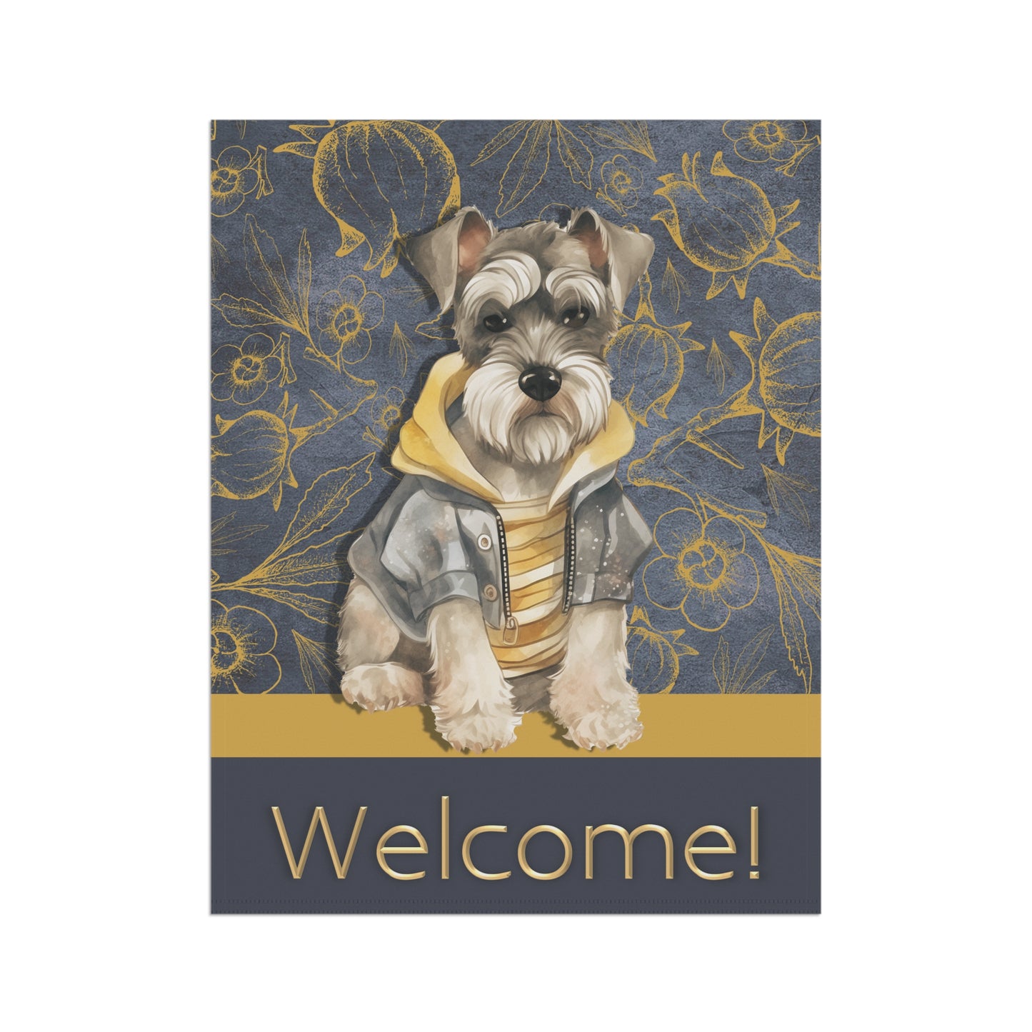 Miniature Schnauzer in Jacket Welcome 2-Sided Garden & House Flag/Banner