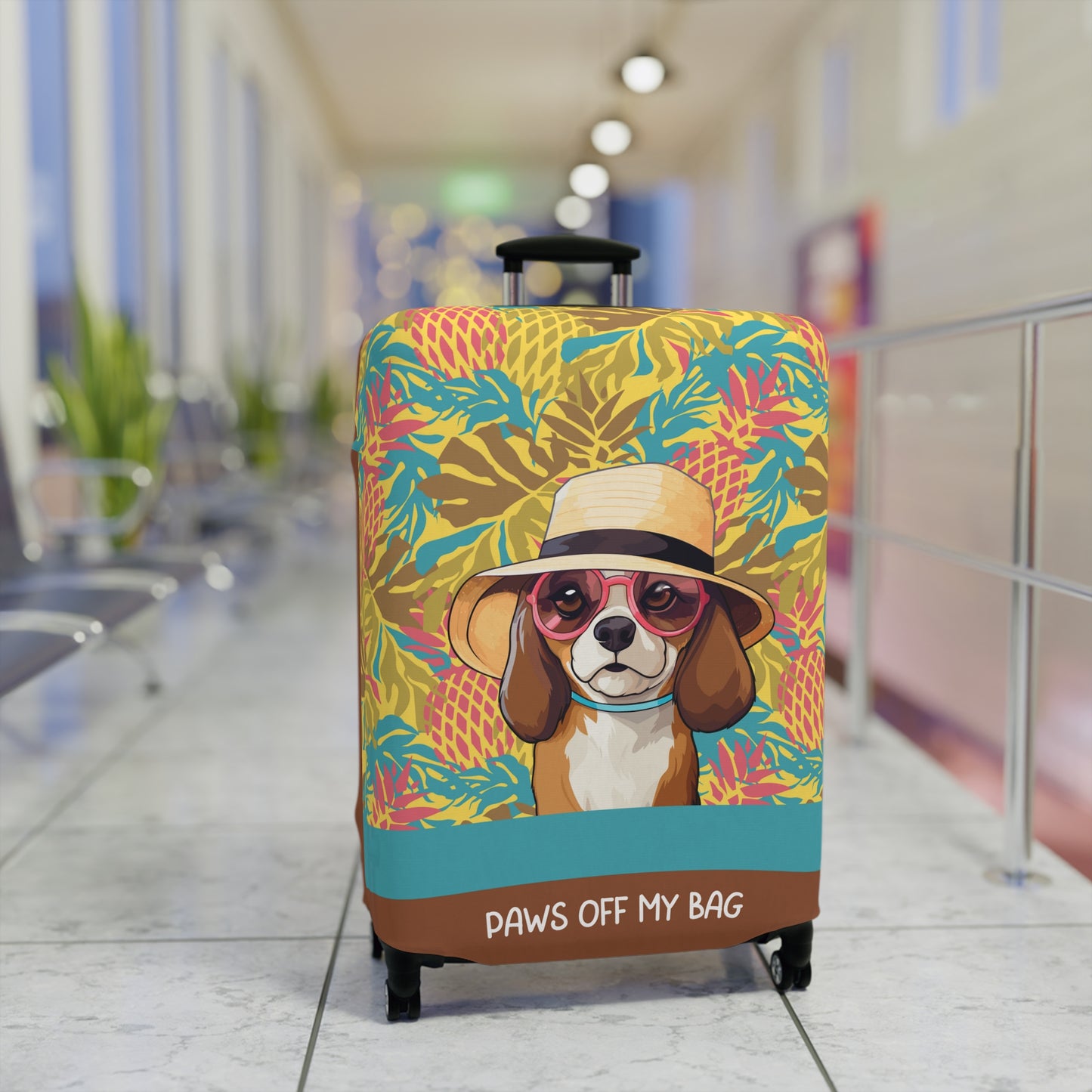 Beagle in Hat & Glasses Paws Off My Bag Luggage Cover