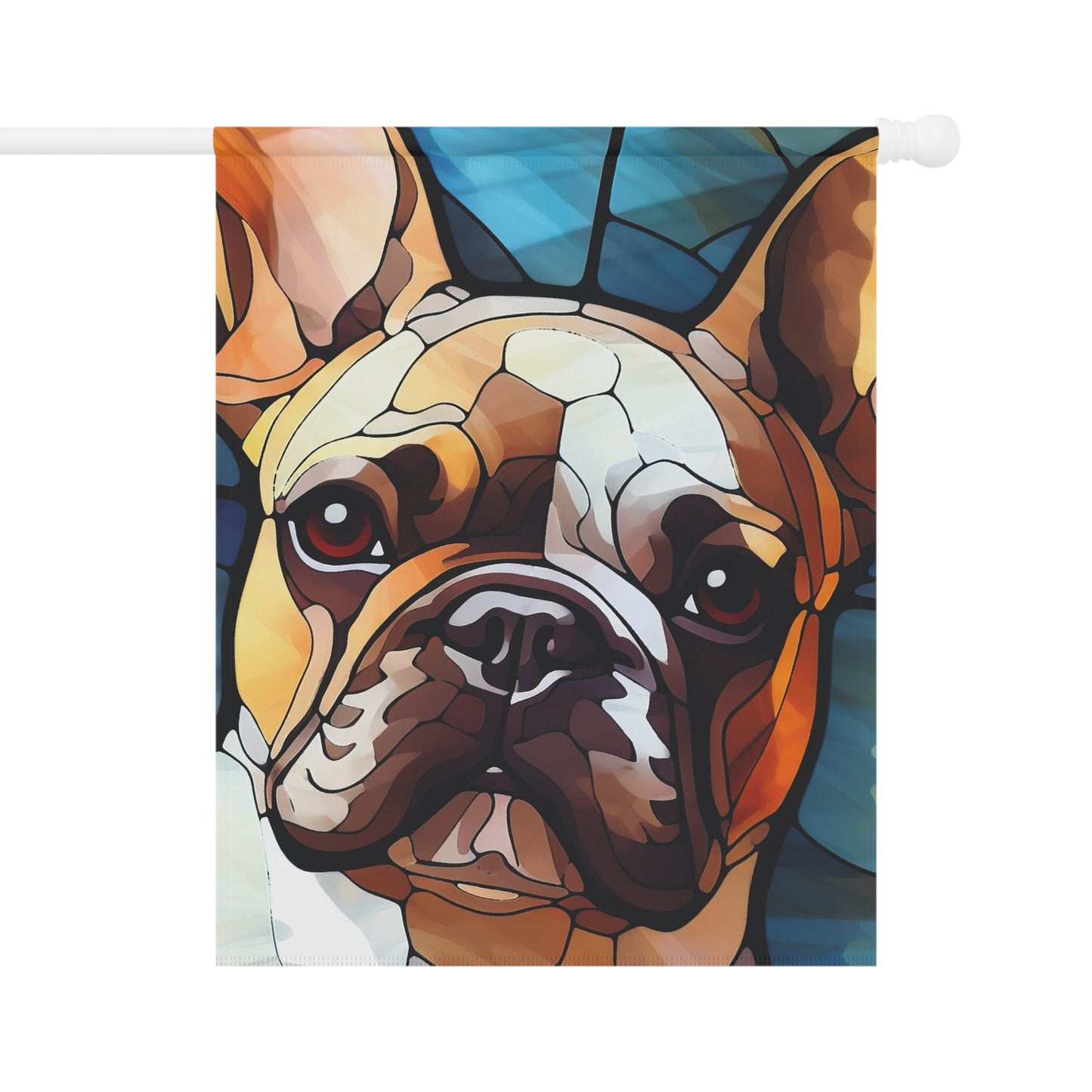 French Bulldog Face Stained Glass Look 2-Sided Garden & House Flag/Banner