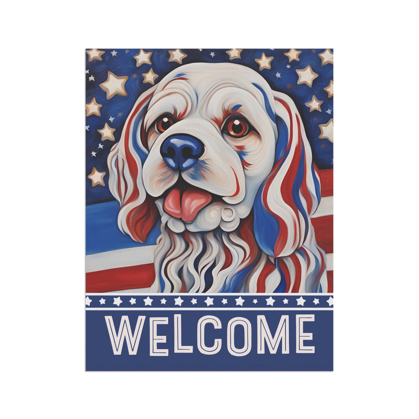 Patriotic Pup Welcome 2-Sided Garden & House Flag/Banner