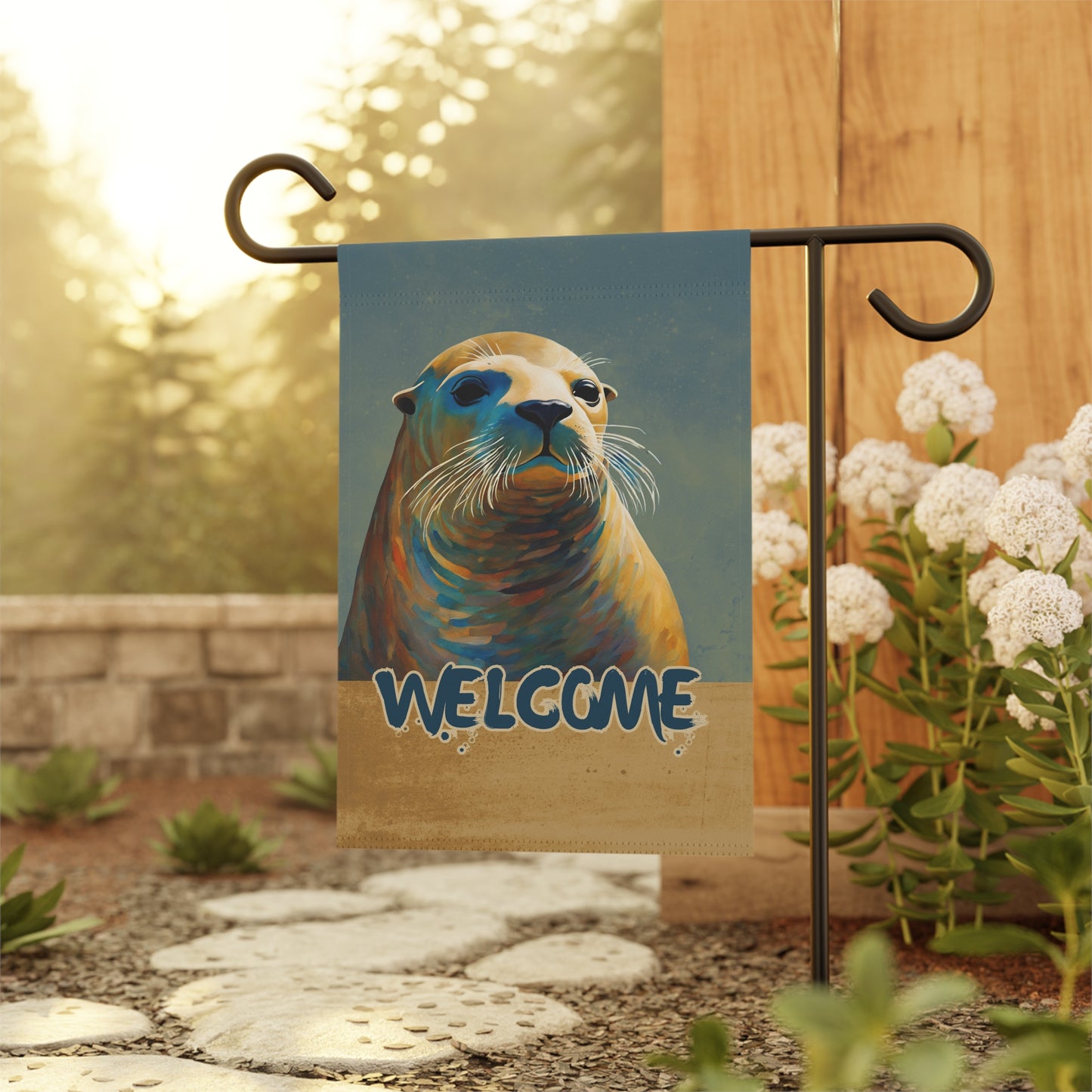 Sea Lion Welcome 2-Sided Garden & House Flag/Banner