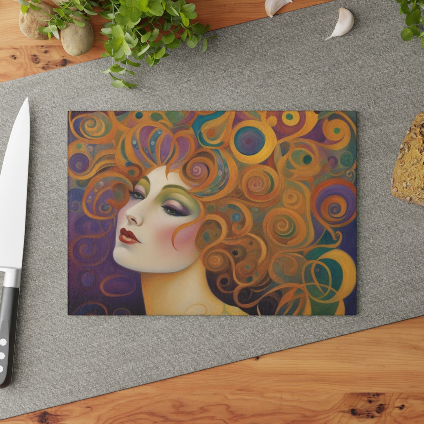 Carnival Hair Tempered Glass Cutting Board