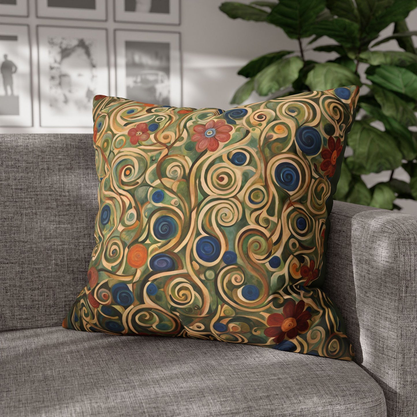 Felicity Abstract Floral Square Poly Canvas Pillowcase