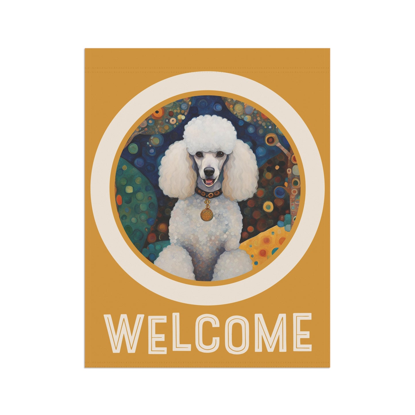 White Poodle Welcome 2-Sided Garden & House Flag/Banner