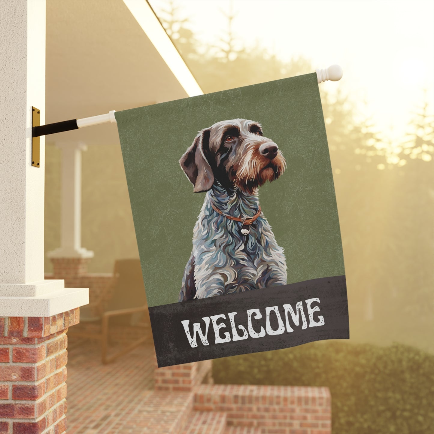 German Wirehaired Pointer Welcome 2-Sided Garden & House Flag/Banner