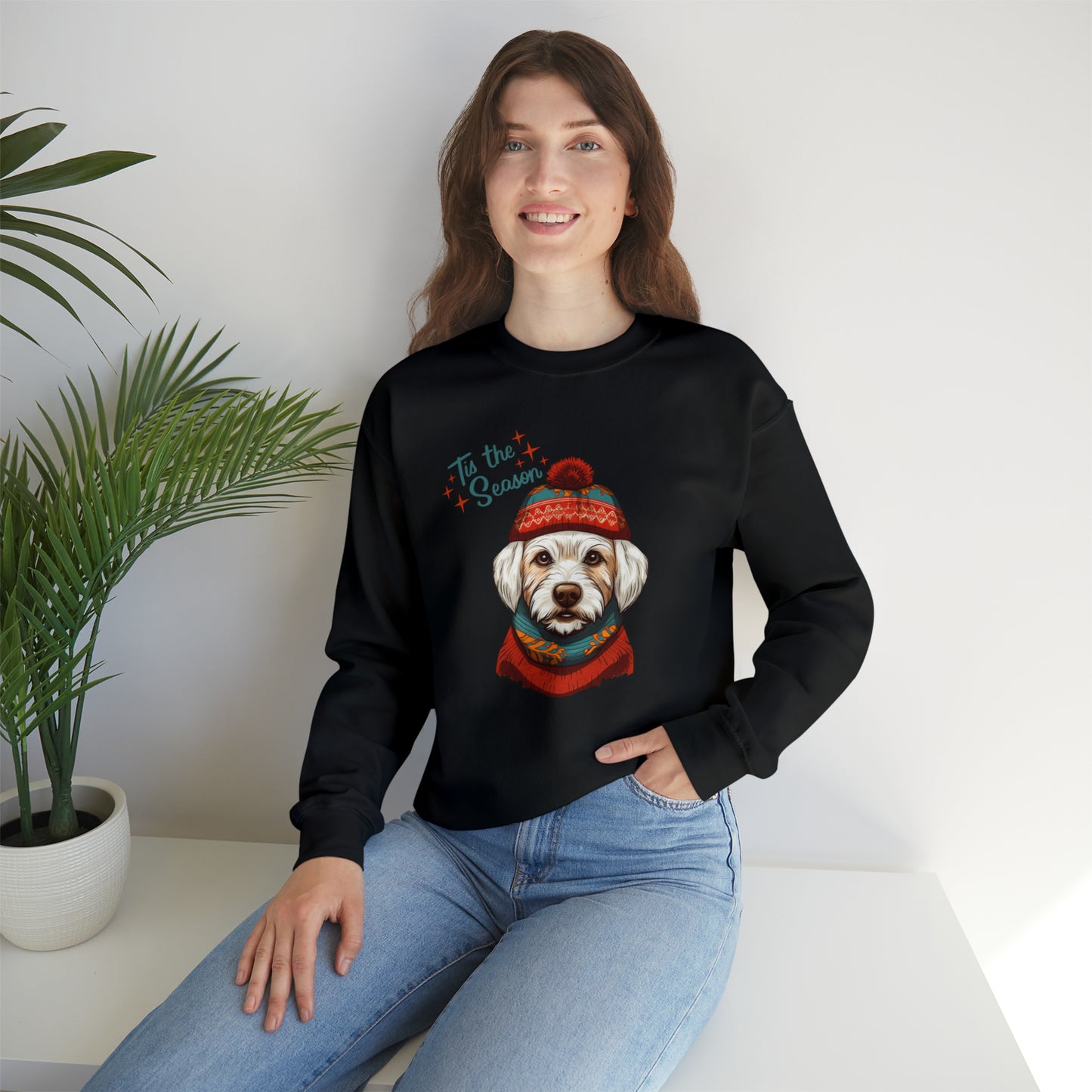 West Highland Terrier in Hat & Scarf Tis the Season Unisex Heavy Blend™ Crewneck Sweatshirt