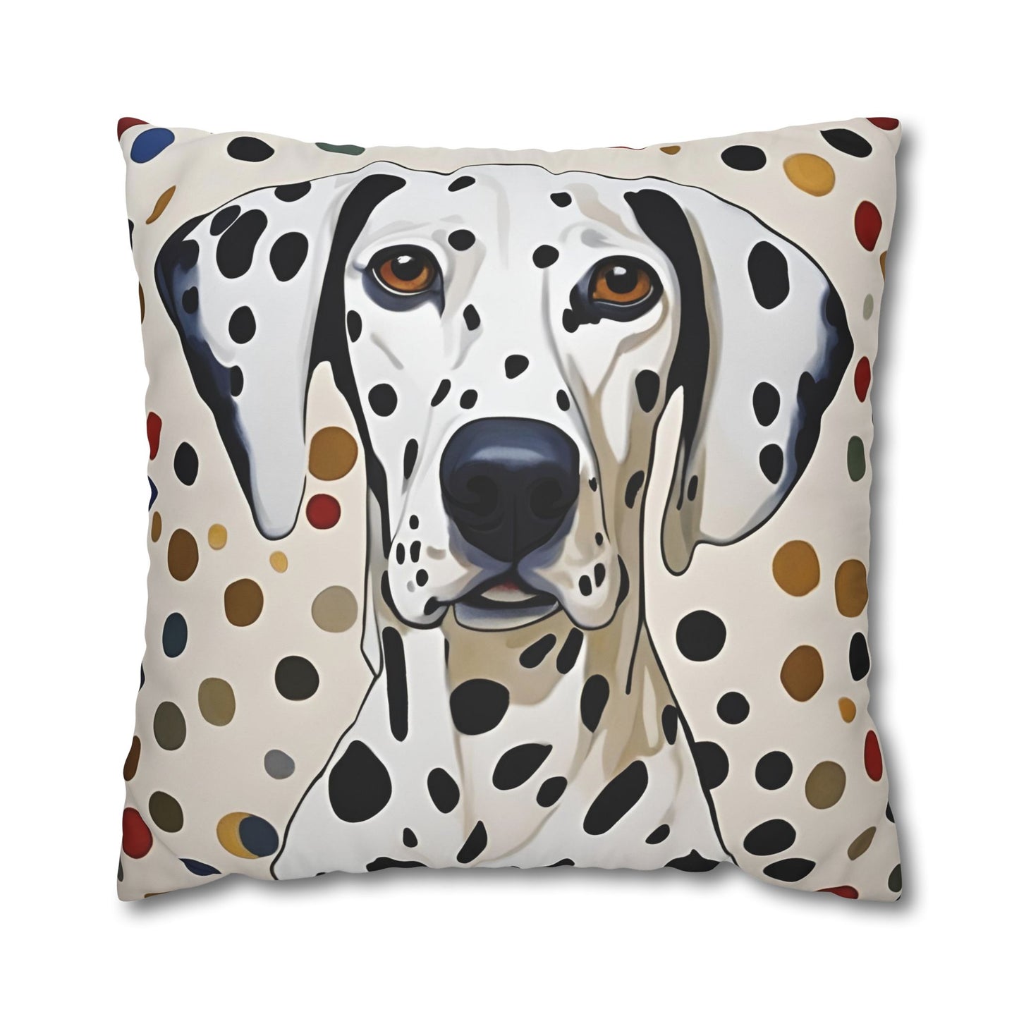 Dots for Dalmatians Square Poly Canvas Pillowcase