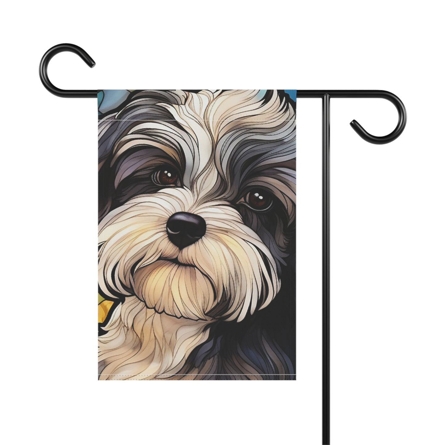 Havanese Face Stained Glass 2-Sided Garden & House Flag/Banner