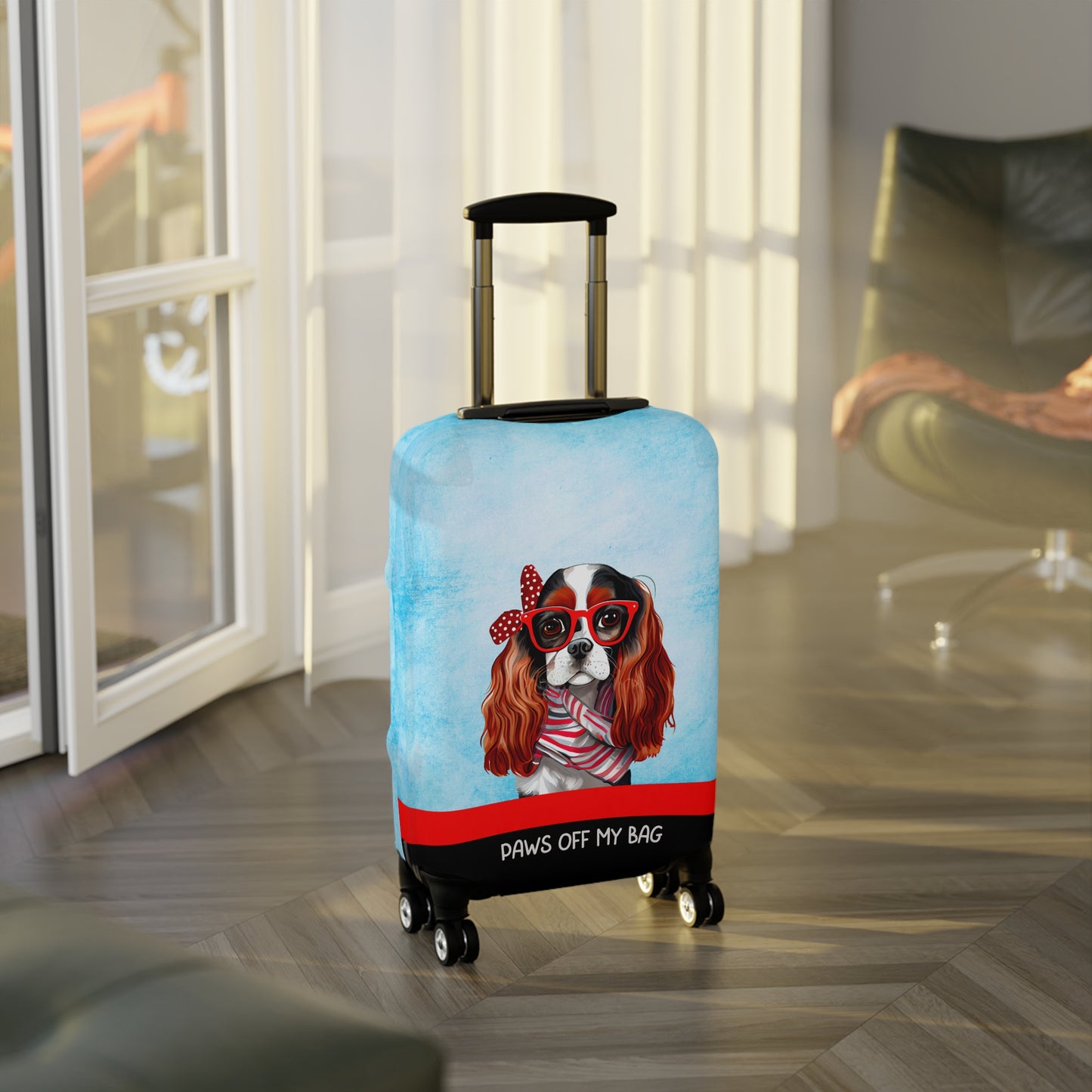 Cavalier King Charles in Glasses Paws Off My Bag Luggage Cover