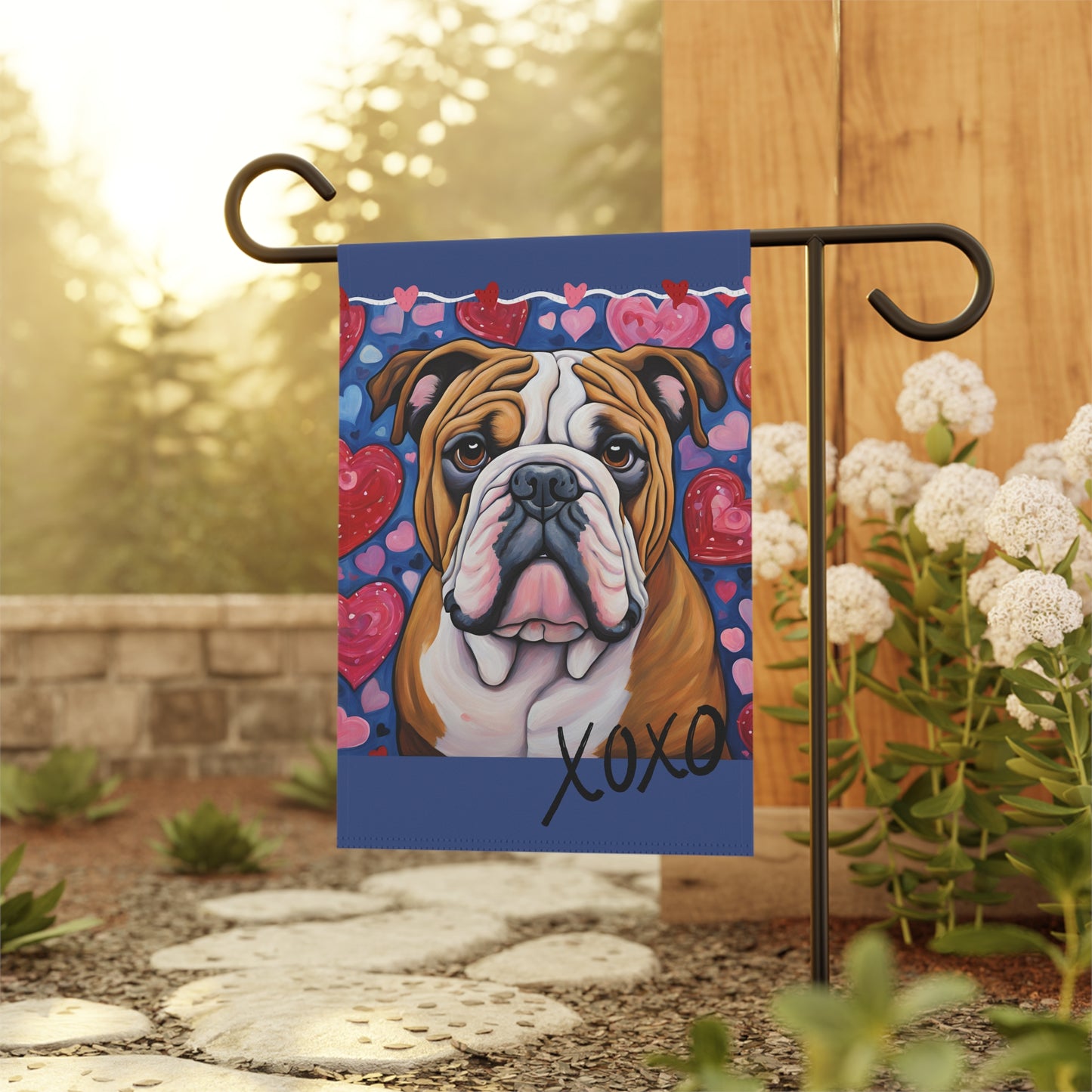 English Bulldog Valentine 2-Sided Garden & House Flag/Banner