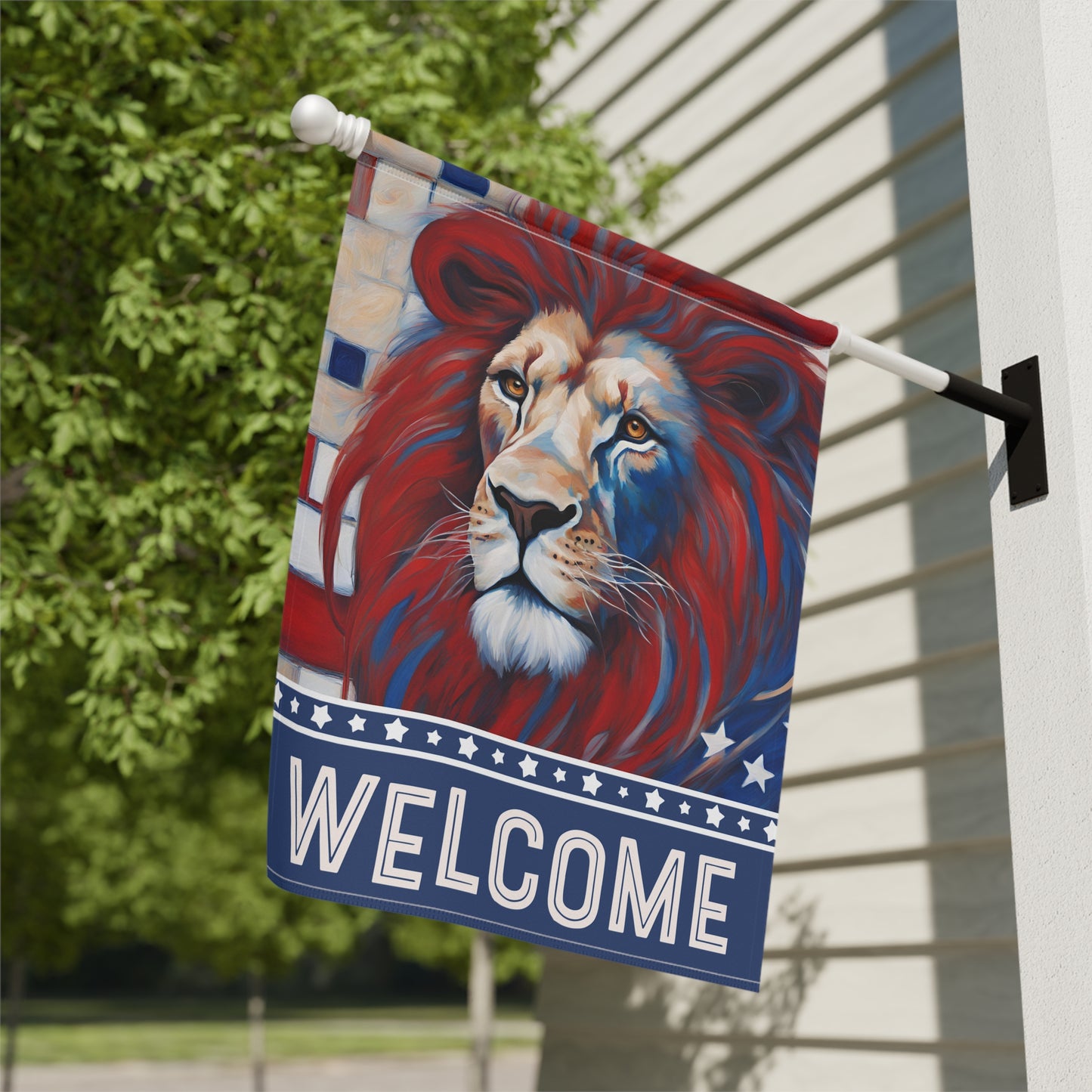 All American Lion Welcome 2-Sided Garden & House Flag/Banner