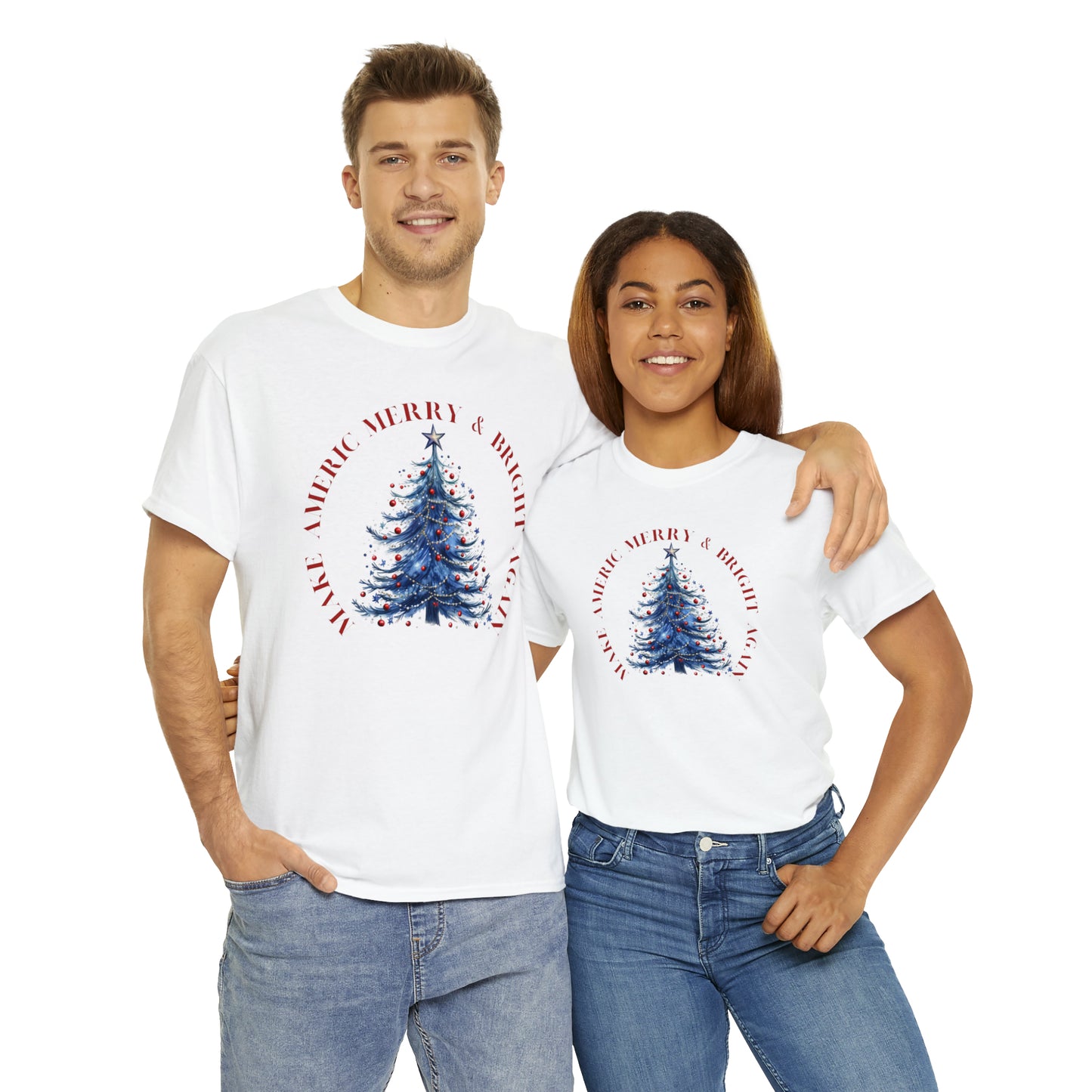 Make America Merry & Bright Again Circle Unisex Heavy Cotton Tee