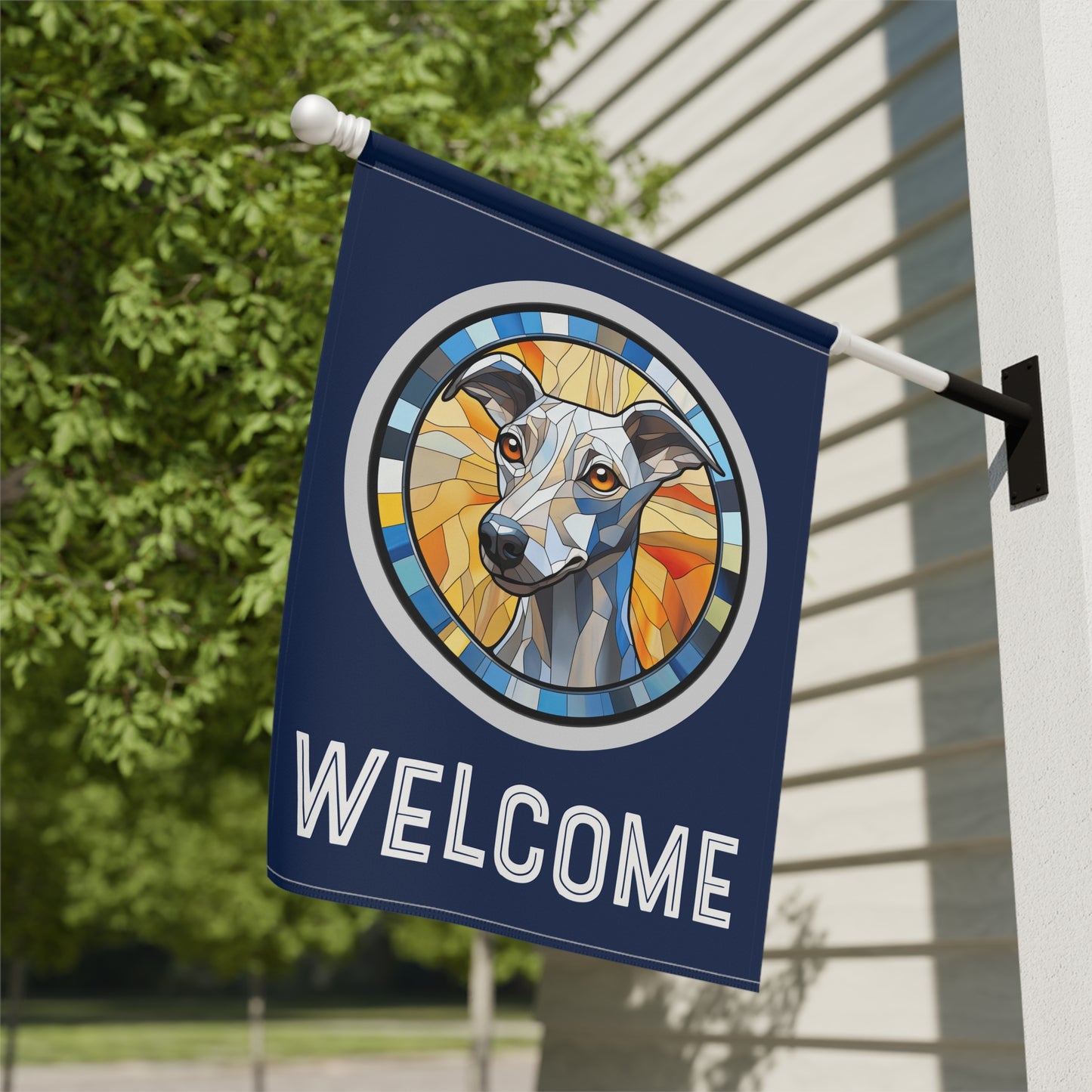 Whippet Welcome 2-Sided Garden & House Flag/Banner