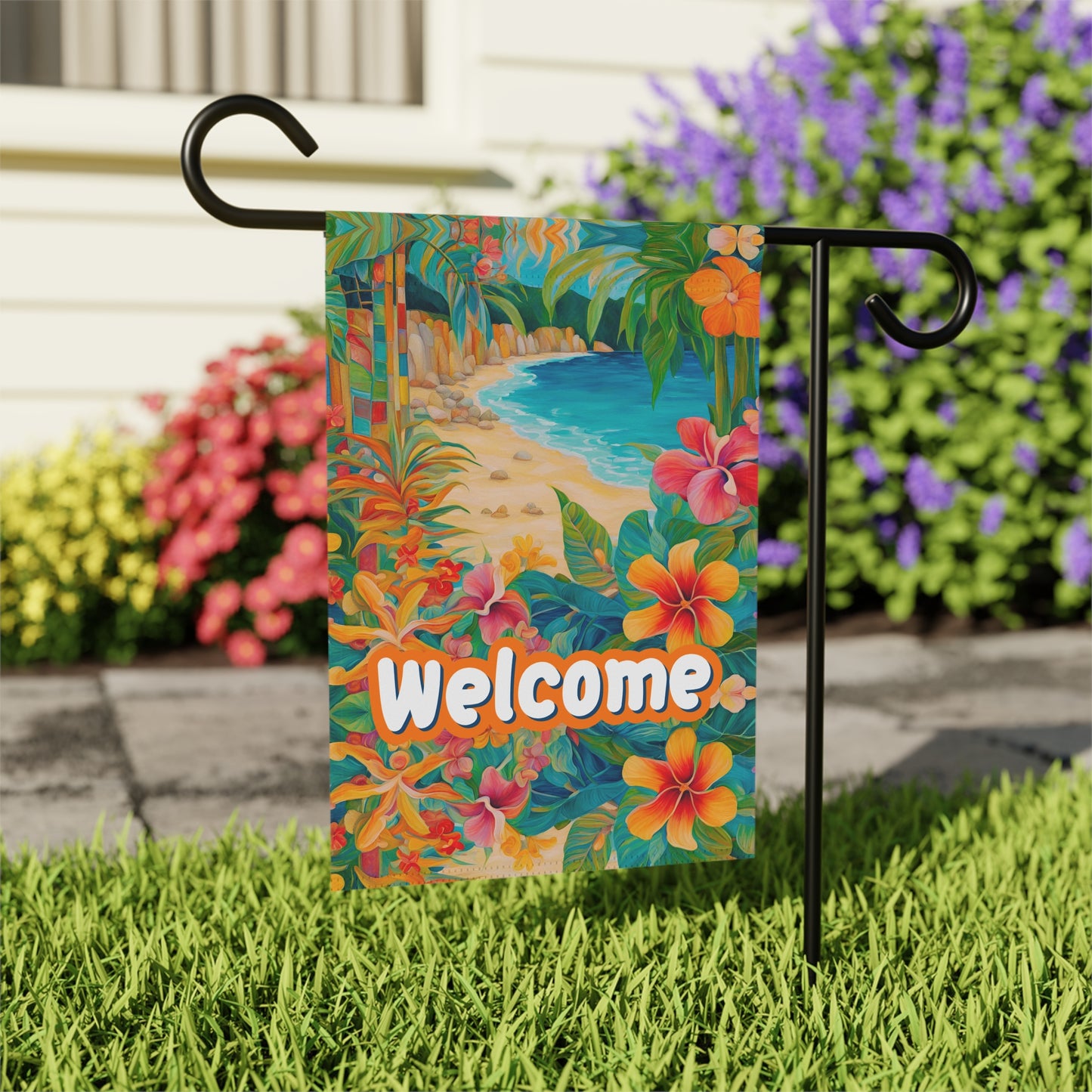 Paradise Found Welcome 2-Sided Garden & House Flag/Banner